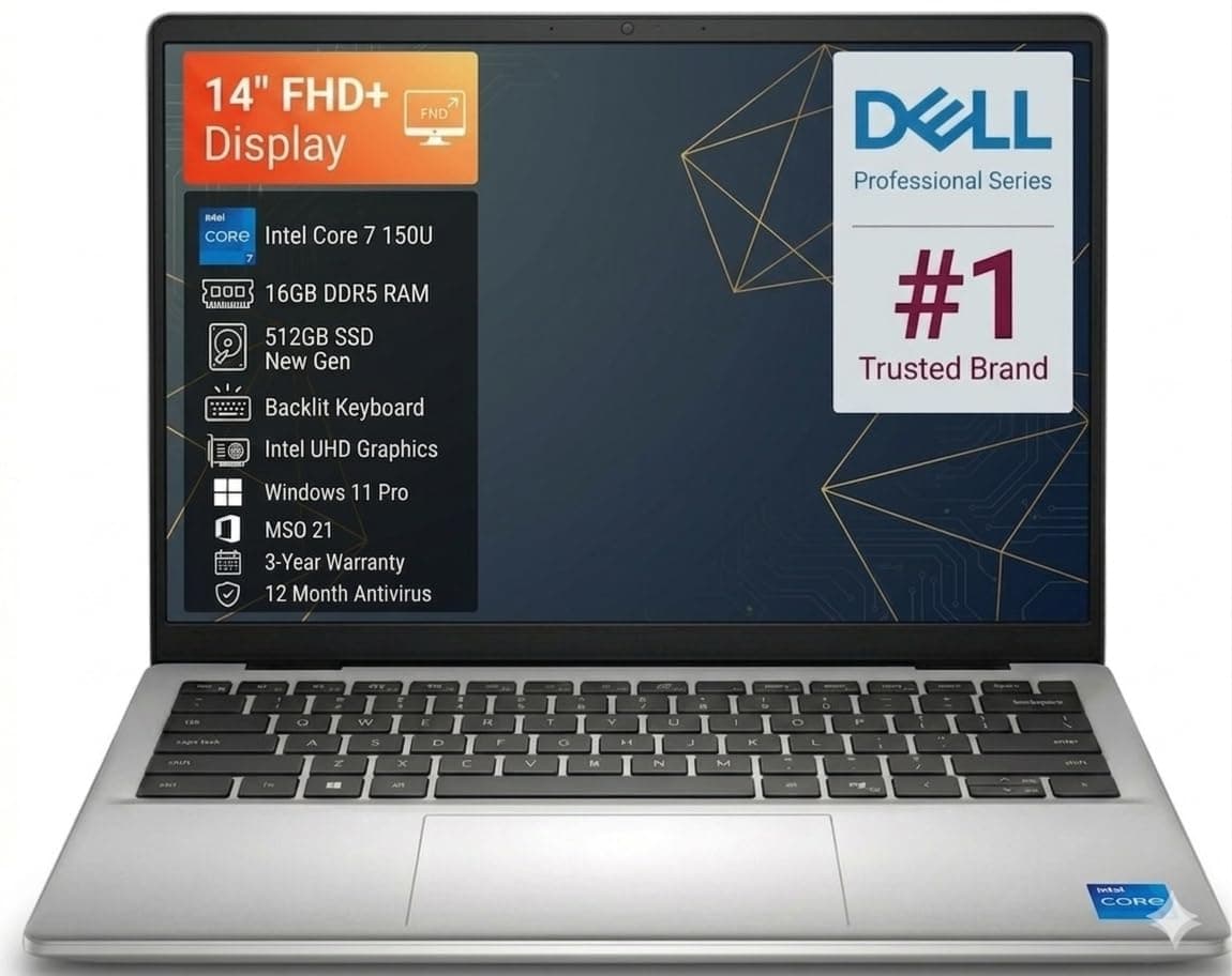 Dell Pro 14 PC14250 14" Notebook - Full HD Plus - Intel Core 7 150U - 16 GB - 512 GB SSD - English (US) Keyboard - Magnetite