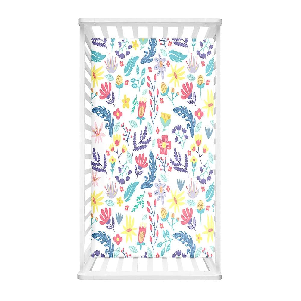 Morbuy Cot Bed Sheets with Corners, Floral Cot Sheets, Cot Sheets with Elasticated Corners, Crib Sheets for Babies, Girls and Boys (Colorful, 160 x 80 cm)