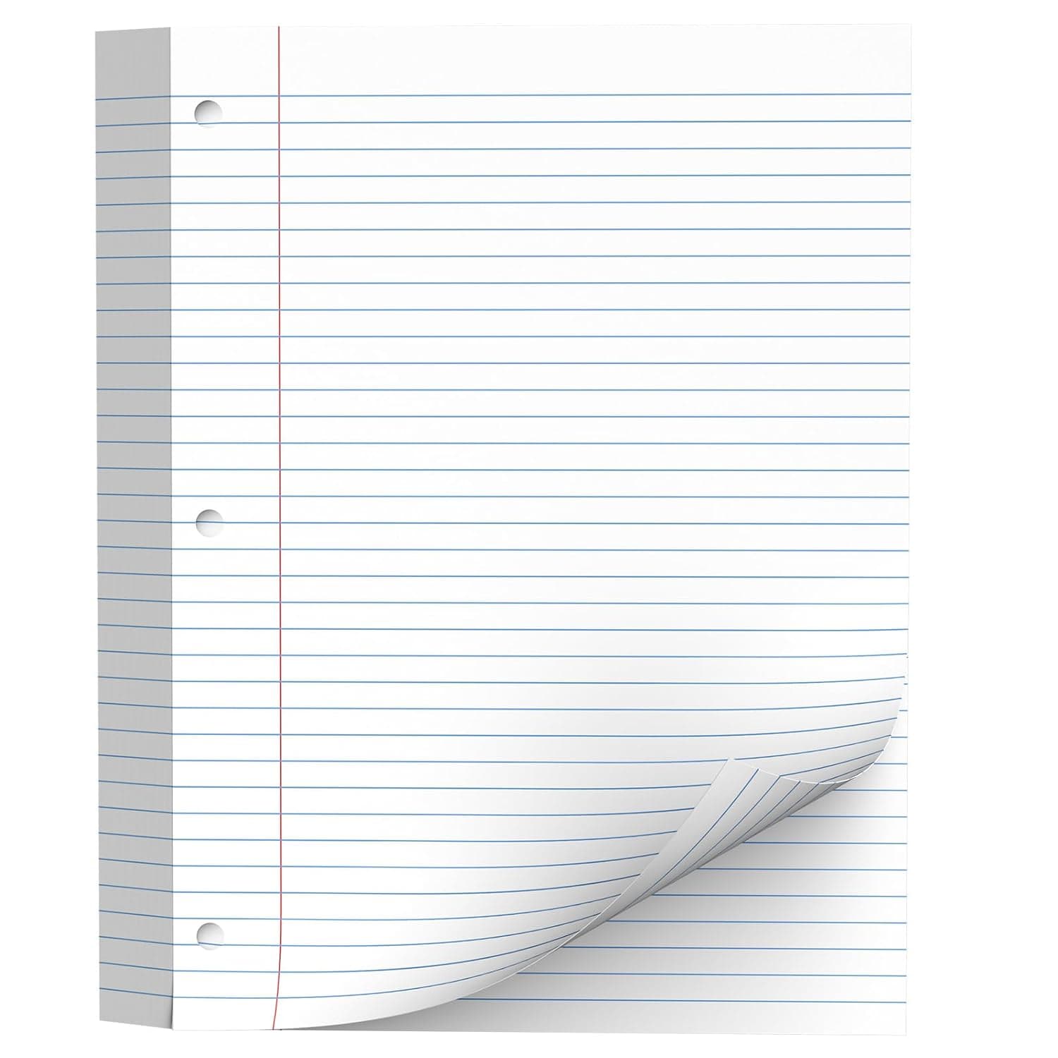 130 Sheets Loose Leaf Paper College Ruled Notebook Paper 8 x 10.5 In White | 3-Hole Punched Lined Paper for Binders 8 x 10-1/2 Loose-leaf Paper, 3 Ring Binder Paper Filler Paper for School Office Home