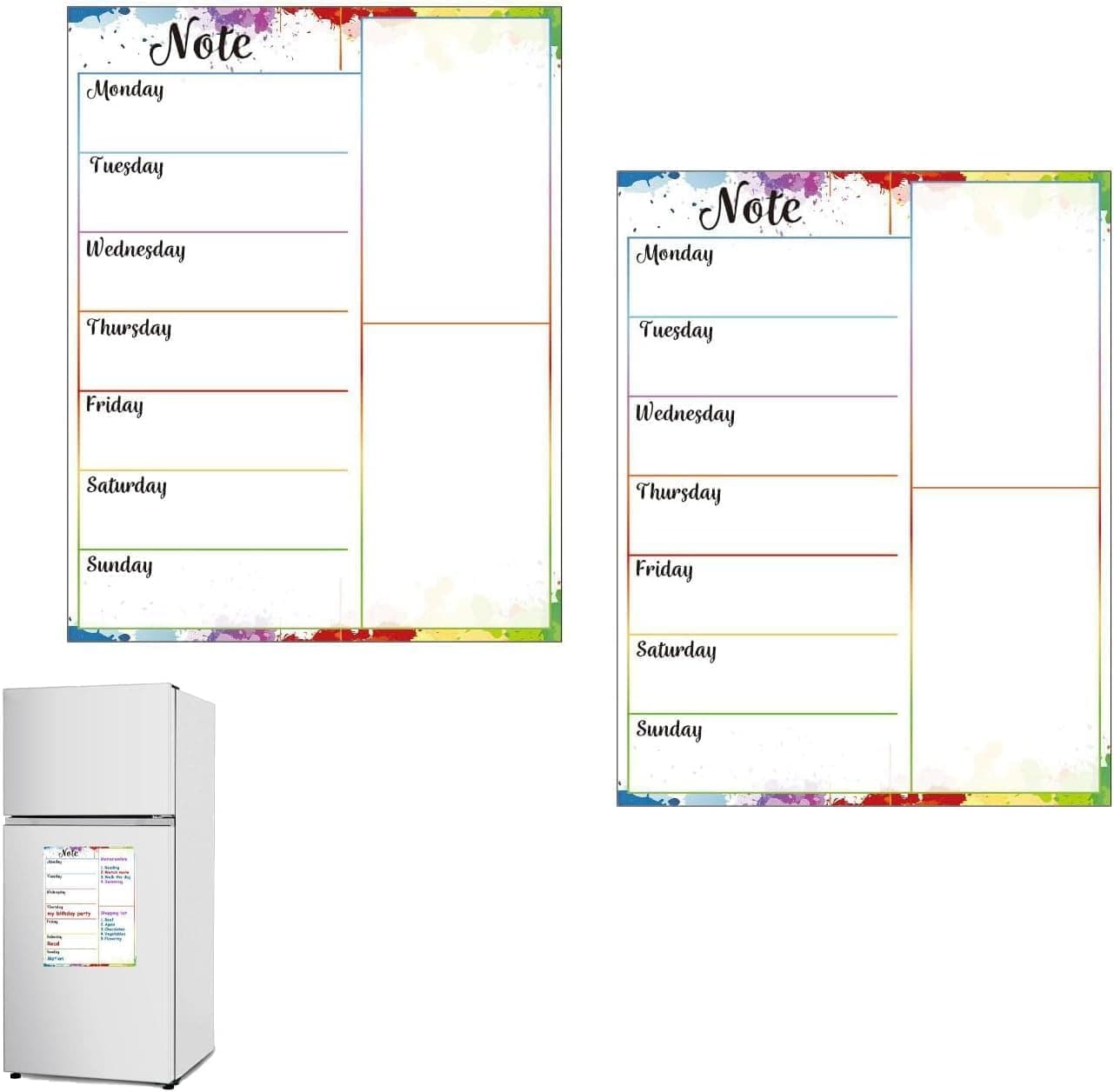 Joyzzz Magnetic Calendar for Fridge, 2 PCS Large Monthly Dry Erase Planner, Reusable Refrigerator Calendar for Home Office, Meal & Family Scheduling