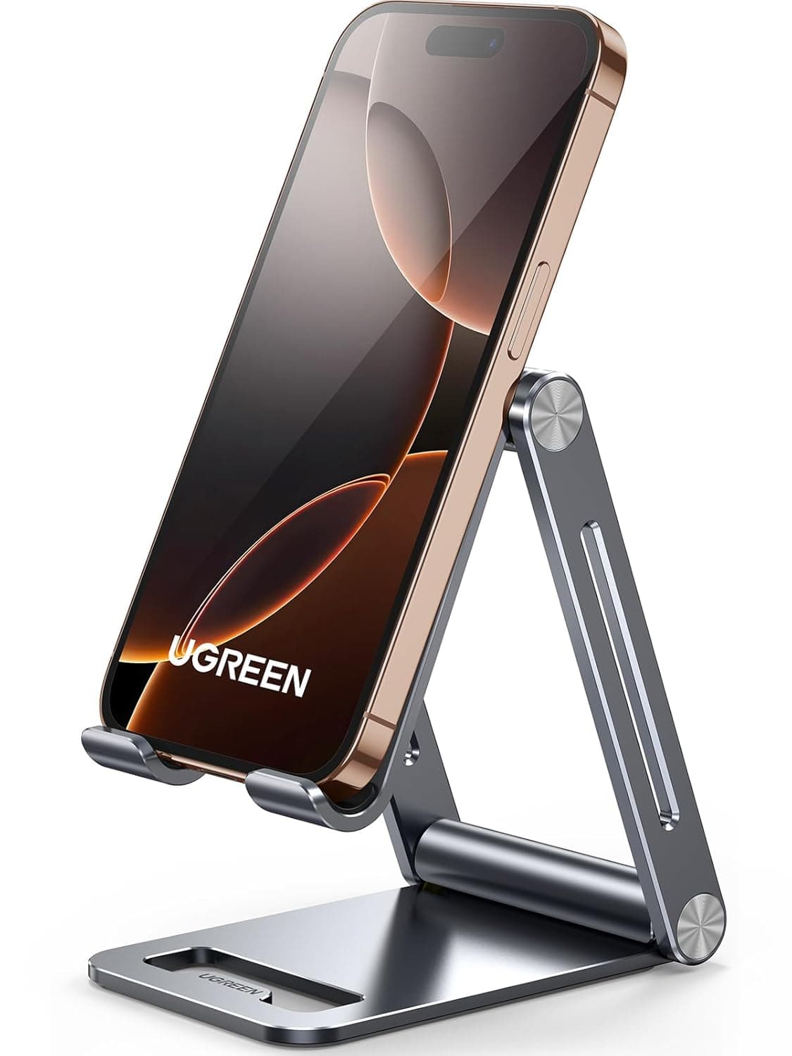 UGREEN Phone Stand Aluminum Ultra Stable Mobile Stand Adjustable Foldable Mobile Holder Desktop Phone Holder Compatible with All Devices up to 7.9'' Fit for iPhone 17 Pro Max Galaxy S26/25/24 Ultra