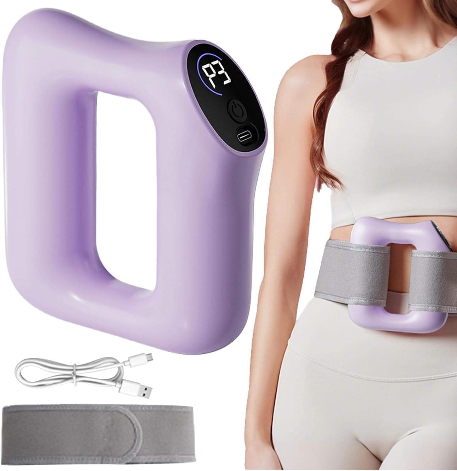 Multifunctional Full-Body Fascia Ring – Vibrational Massage Device for Fat Burning & Muscle Relaxation – Smoke Purple Color, 5 Intensity Levels, Type-C Rechargeable, Ideal for Home Use