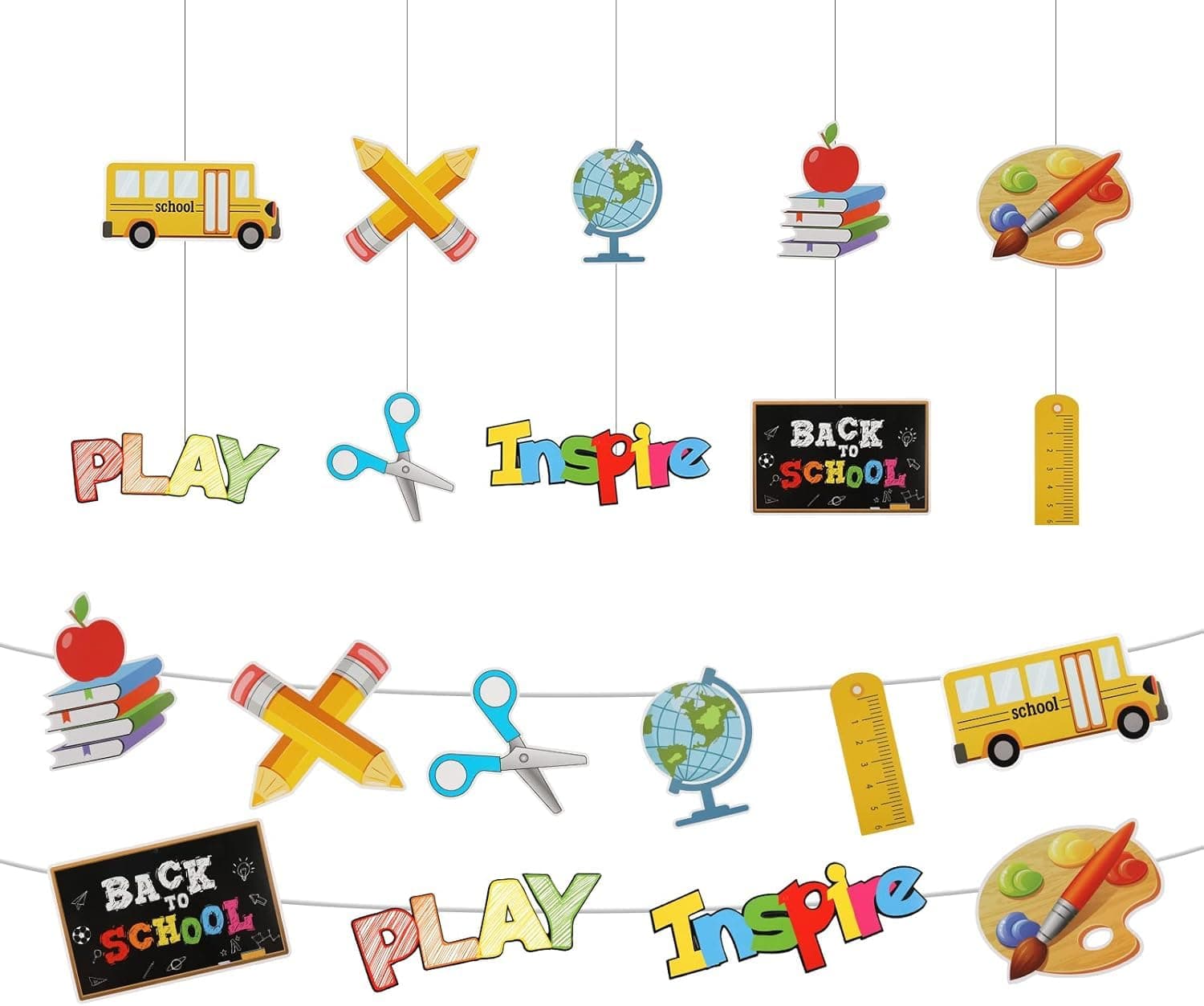 Welcome to School Garland Banner - Back to School Classroom Decorations, Welcome Back Banner for School Party, Colorful Classroom Wall Decor, School Theme Hanging Garland (48PCS,Multicolor)