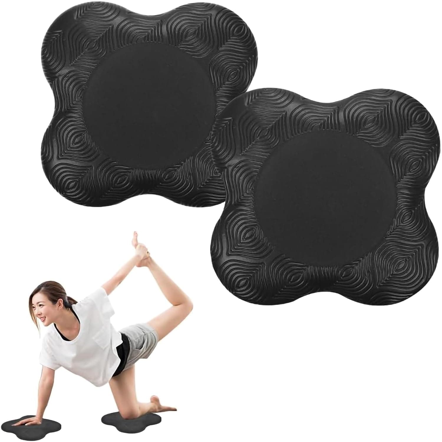 Joyzzz Yoga Knee Pad, 2 PCS Black Extra Thick Exercise Workout Knee Pad Kneeling Support, Elbows Wrist Hands Head Foam Pilate Kneeling pad Yoga Knee Cushion, Sports Balance Cushion