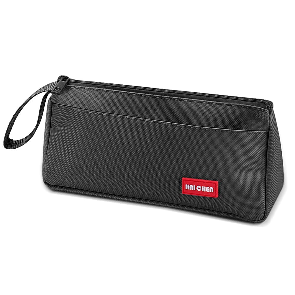Pencil Case, Pencil Case for Girls and Boys Large Capacity Pencil Pen Pouch Bag with Compartments, Big Supplies Organizer for Women, Aesthetic Pencil Bag for Kids and Students, Black, 21 cm x 7