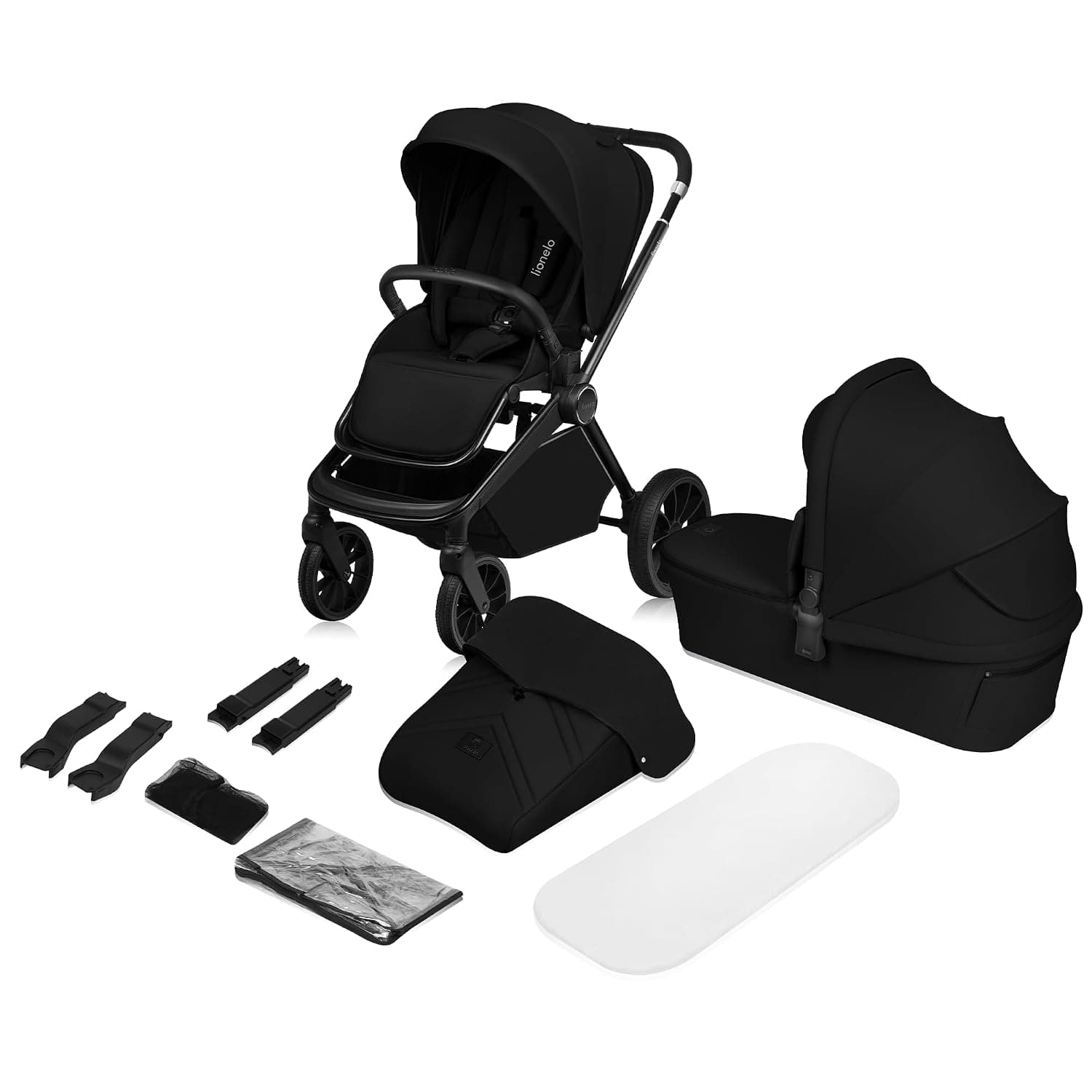 LIONELO Mika Plus 2-in-1 Buggy 0-48 Months up to 22 kg Baby Bath up to 9 kg, Adjustable Backrest and Feet, AiryDots, Cushioning, 360° Rotating PU Wheels, XXL Hood | Adjustable backrest and feet, AiryDots, cushioning, 360° rotating PU wheels, XXL hood