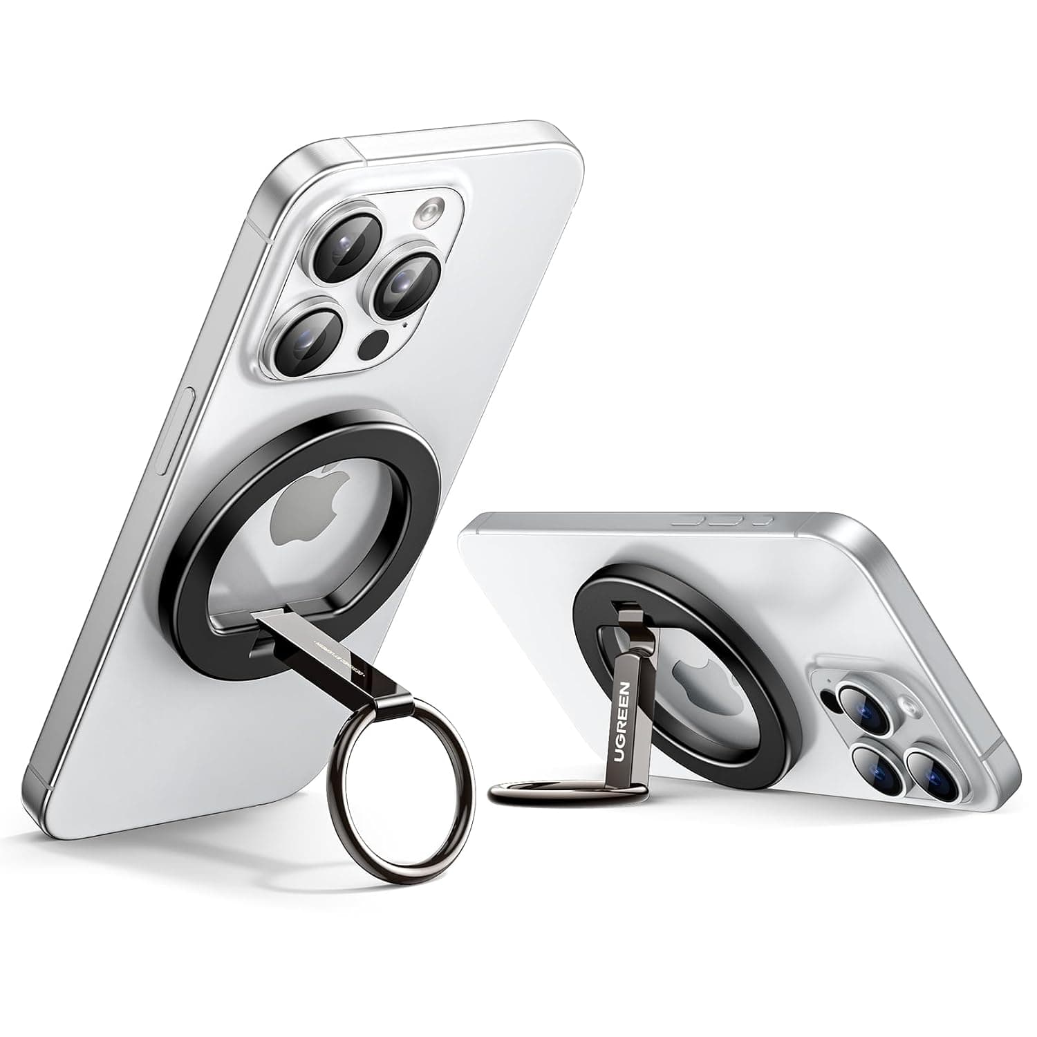 UGREEN Magsafe Ring Magnetic Phone Grip Fit for iPhone 17 Pro Max S26 Ultra | Magsafe Ring Holder 2 Way Stand Metal Cell Phone Ring Holder Shakeproof Ultra Stable Magnetic for Desk