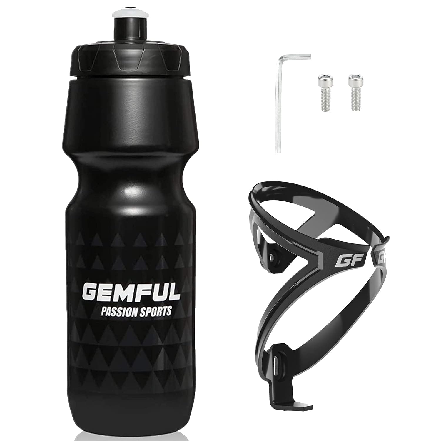 GEMFUL Cycling Water Bottle and Cage 24oz for Road Mountain & Gravel Bikes | Easy to Grab for Smooth Hydration On Go