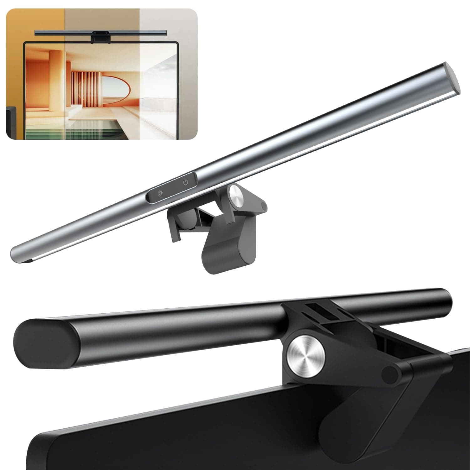 Computer Monitor Light Bar اضاءة شاشة, Necomi Monitor Lamp with Touch Sensor, Eye Caring No Screen Glare, Dimmable and 3 Color Temperature Computer Led Light, Desk Lamps for Curved/Flat Screen