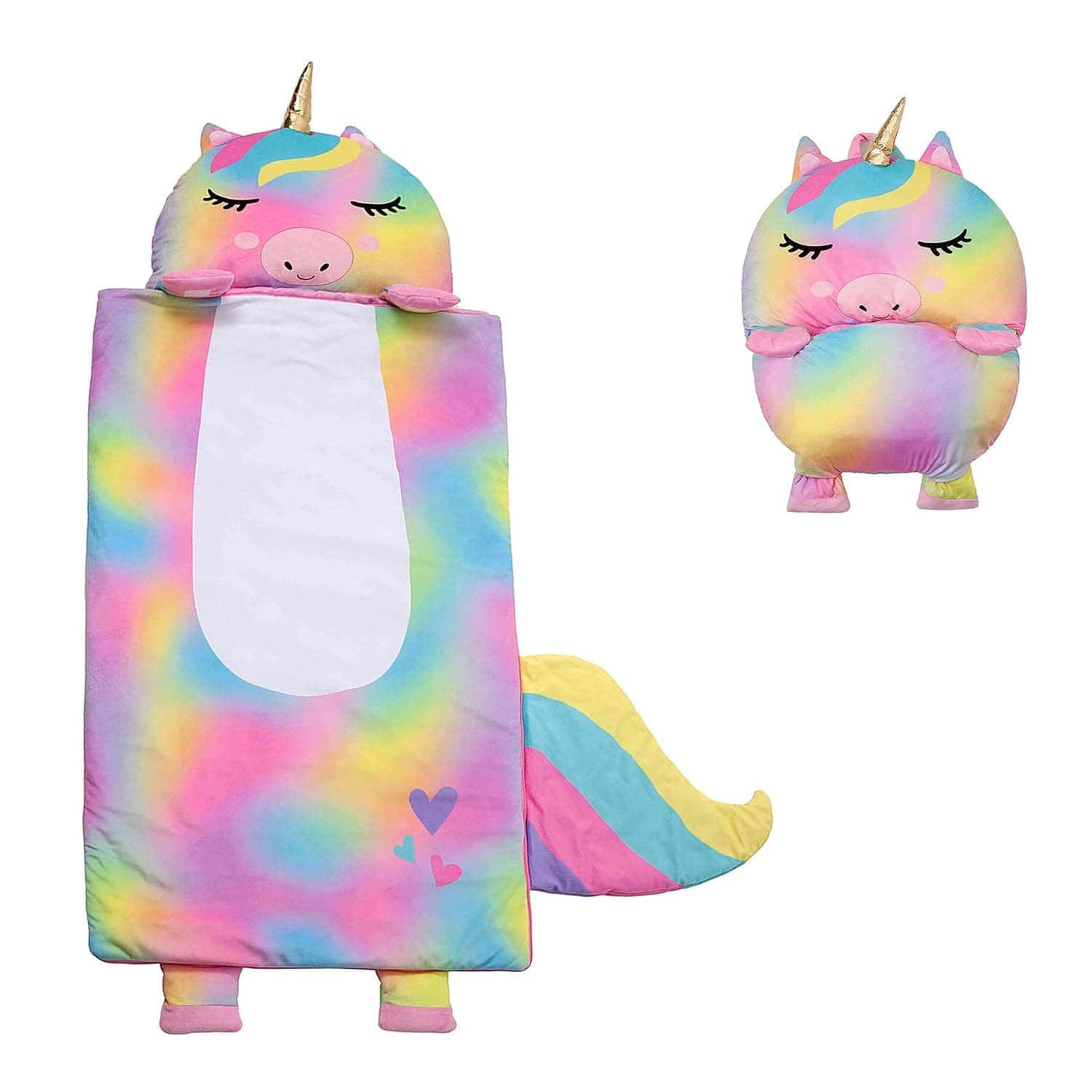 Girl's Nap Buddies Unicorn Preschool Nap Mat, Toddler Sleeping Bag with Pillow for Daycare, Ages 3+