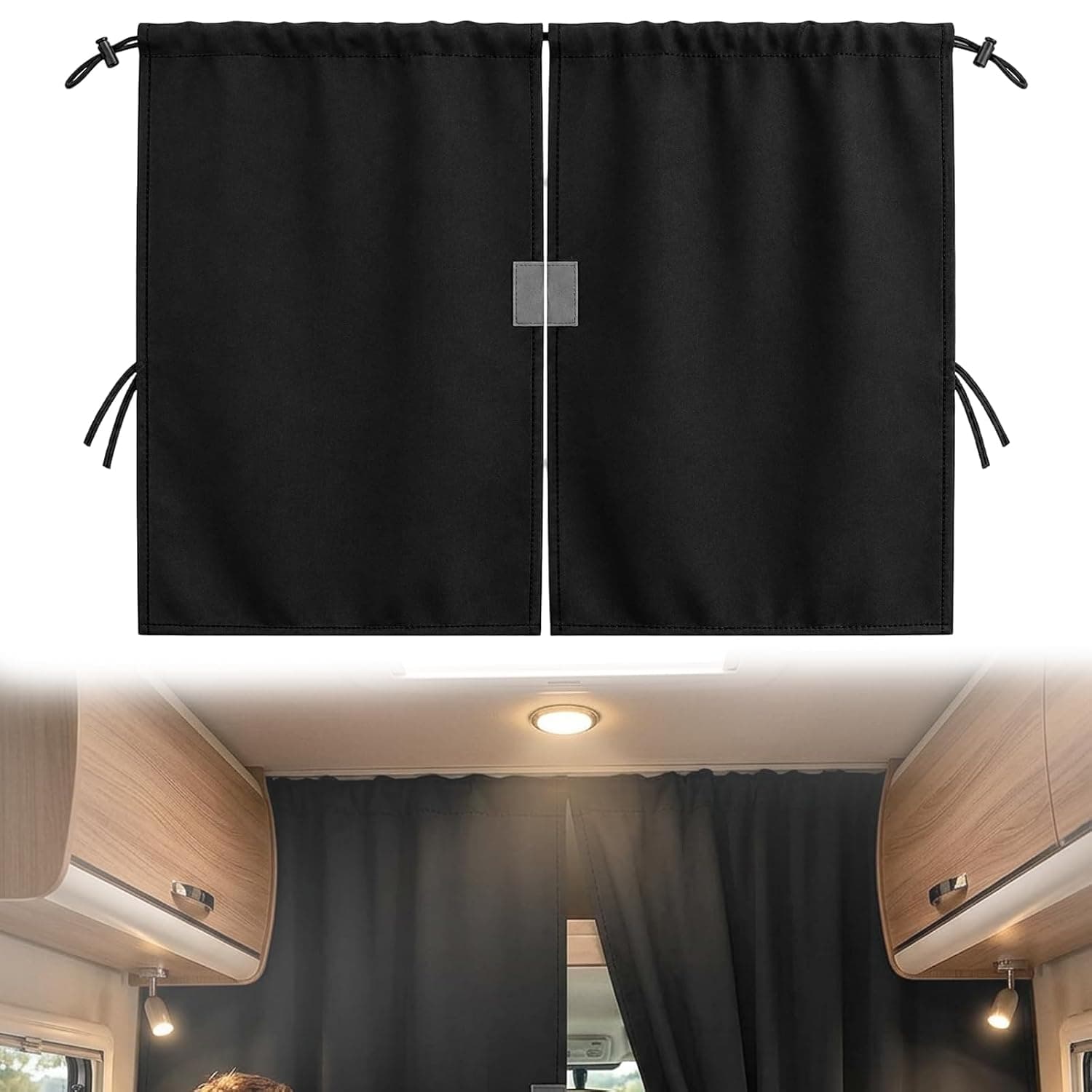 Privacy Curtain for Campervan, Removable Magnetic Van Car Camping Curtains with Blackout Material, Sun Shade for Front Rear Side Windows, Magnetic Easy Install for Travel Nap Sleeping, 180 x 100 cm