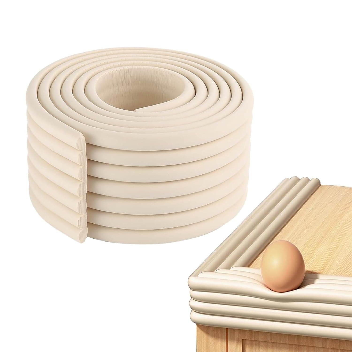 ToolHouse 2M Safety Edge & Corner Protector for Baby Proofing, Foam Safety Strips for Baby, Soft Bumper Guards, Child Home Protector, for Furniture, Tables & Sharp Corners(Beige)