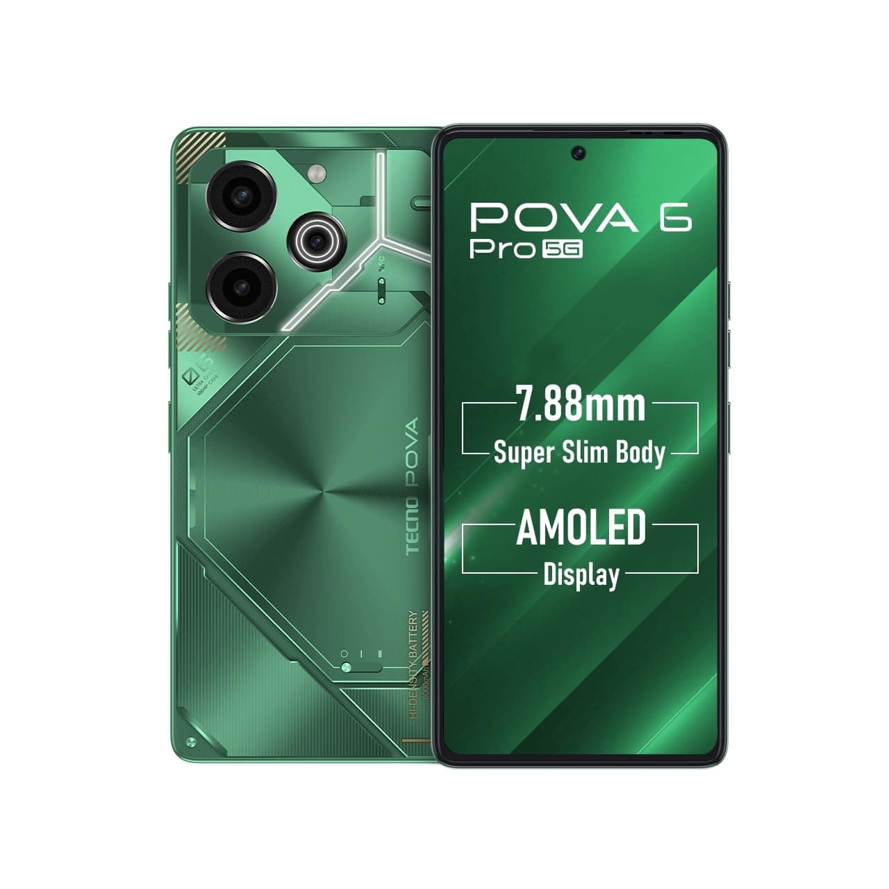 TECNO Pova 6 Pro 5G Android 14 Smartphone, (12GB RAM + 256GB ROM), 6.78" FHD+ 120Hz AMOLED Display, NFC, (108MP+2MP) Rear Camera & MTK 6080 5G Gaming Processor, 6000mAh Battery, 70W (Comet Green)