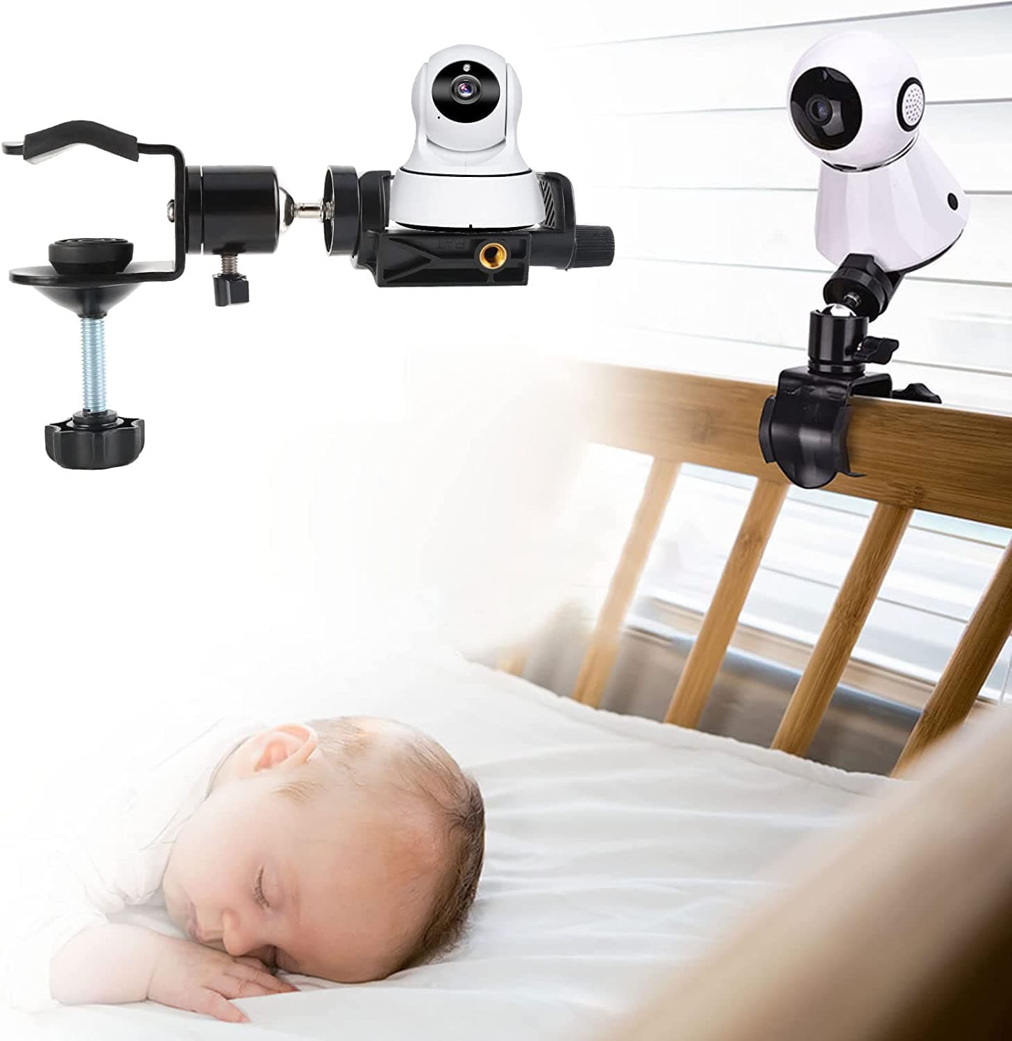 Baby Monitor Mount, SYOSI 360 Degrees Rotatable Adjustable Holder Flexible Camera Stand for Crib Nursery, Baby Camera Monitor Mount Bracket