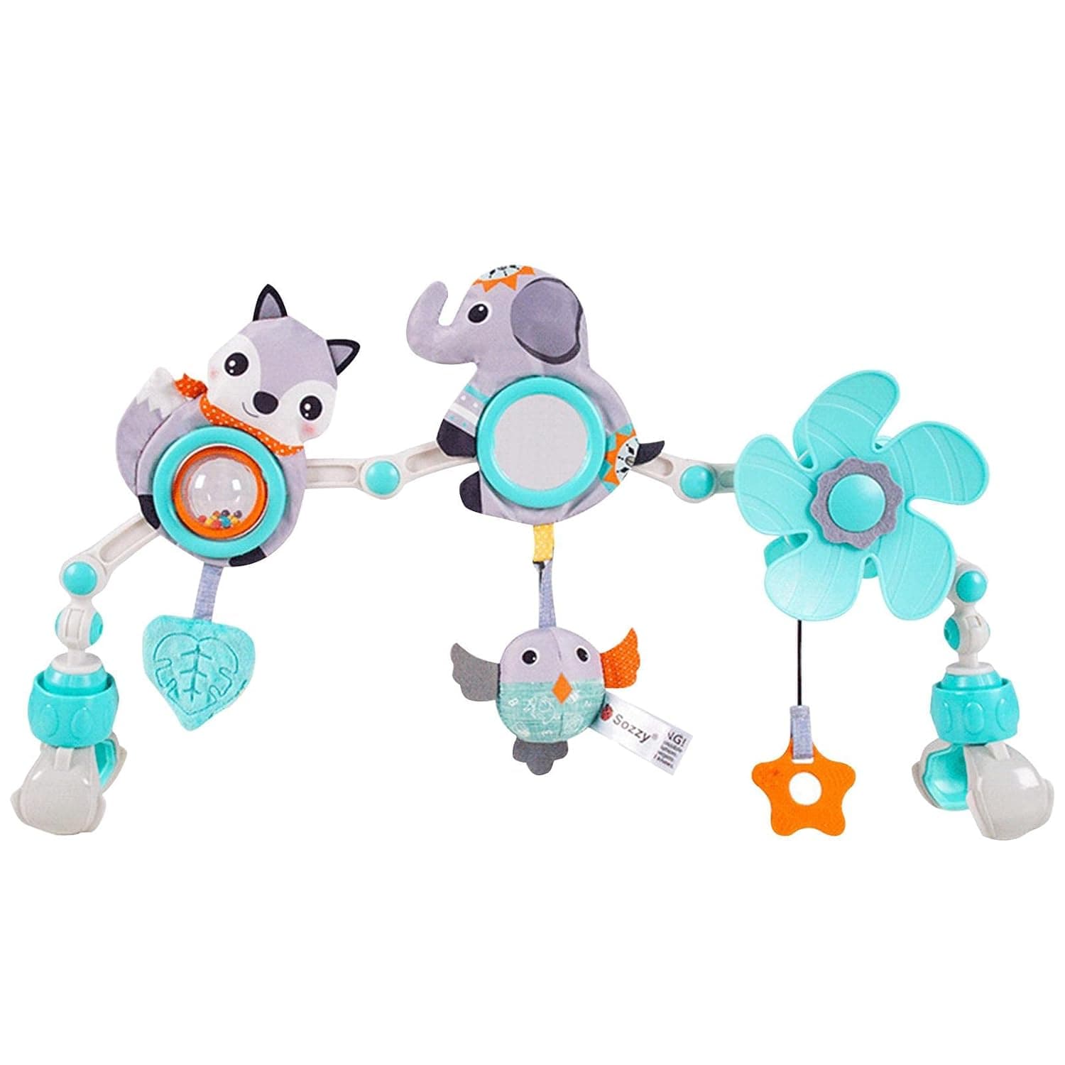 Baby Carseat Toy | Cute Comfortable Animal-shaped Baby Stroller Toy,Fun Clip-on Infant Baby Toys for Stroller Car Bed Crib, Interactive Travel Activity Toy with for 0-12 Months Boys Girls