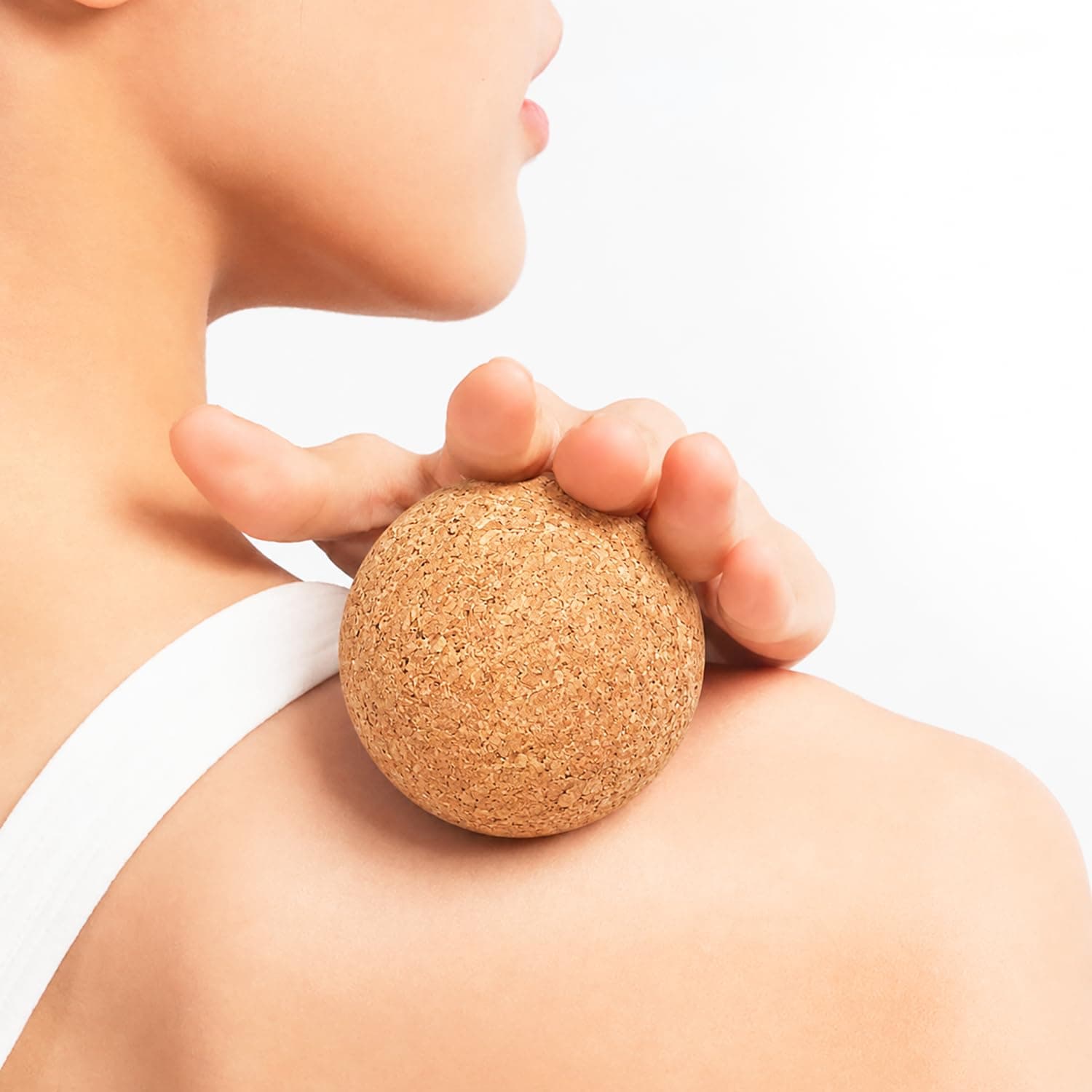 1pc Cork Massage Ball 2.4in, Wooden Cork Yoga Ball for Foot, Back, Shoulder and Leg Massage, Firm Fascia Roller Balls for Muscle Relaxation, Home Gym Travel