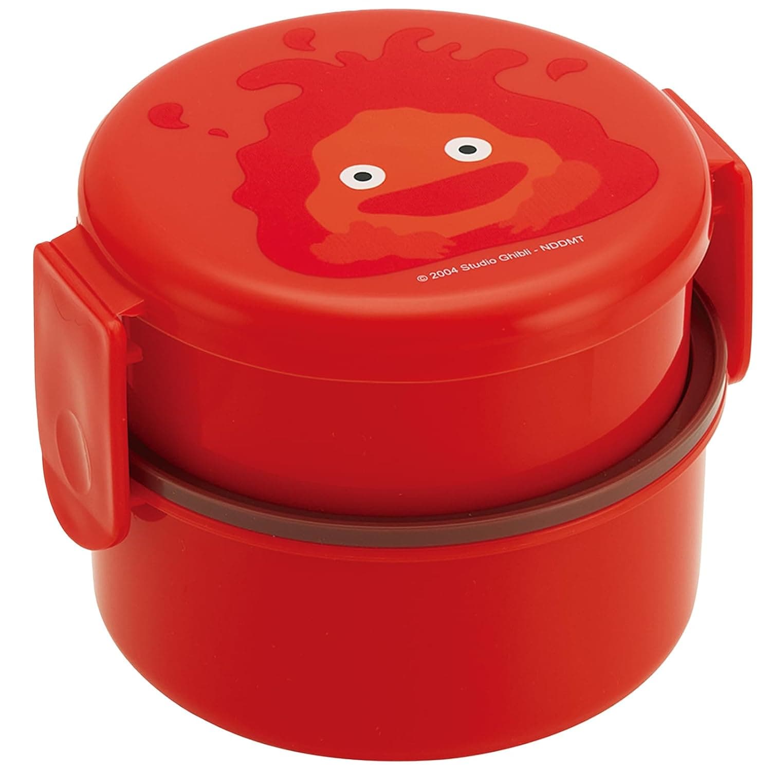 Skater Howl's Moving Castle 2 Tier Round Bento Lunch Box with Folk (17oz) - Authentic Japanese Design - Microwave Safe -Calcifer