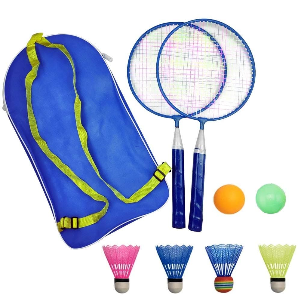Badminton Racket for Children 1 Pair, Nylon Alloy Durable Badminton Racquet Set for Kids Indoor/Outdoor Sport GameIncluding 4 badminton and 2 table tennis