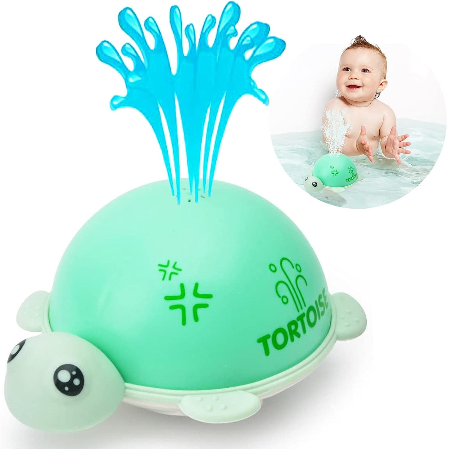 Baby Bath Toys, Tortoise Induction Spray Water Toy with LED Light Up Sprinkler Toy for Kids Toddler Infant Whale Bathtub Toy
