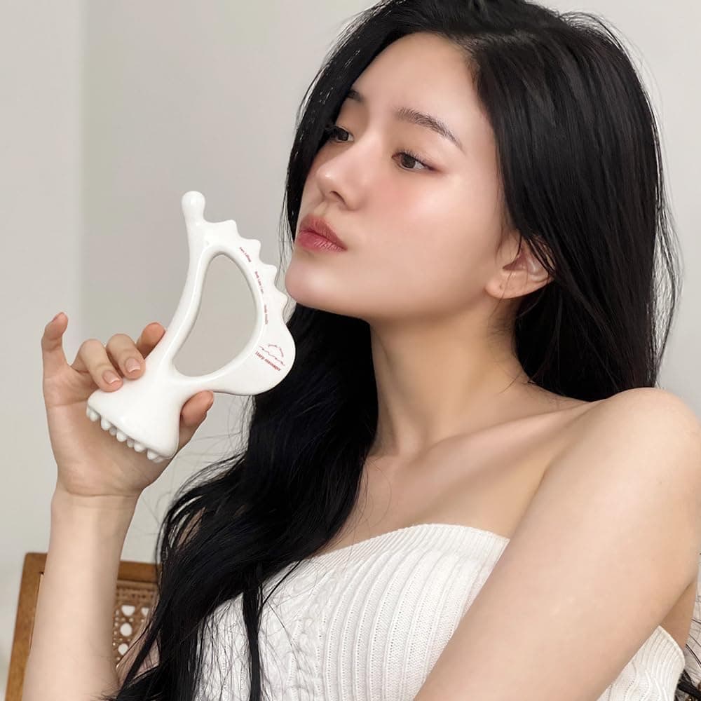 Ceramic Gua Sha Harp Massager, White Porcelain Face and Body Massage Tool for Relaxation, Ergonomic Design