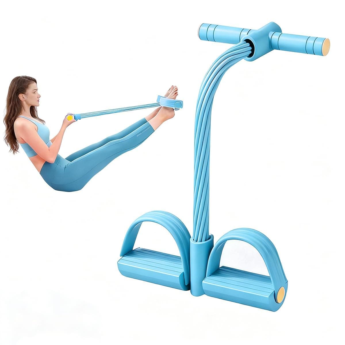 6-tube Multifunction Tension Rope, Pedal Resistance Bands With Handle, Abdominal Exercise Sit Up Pull Rope, Full Body Home Workout Equipment for Arms, Abs, Slimming