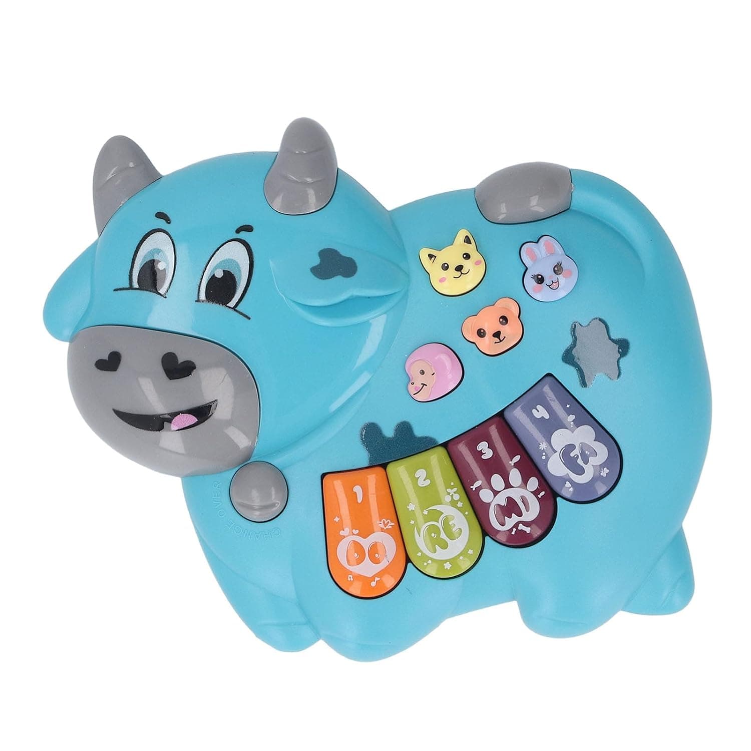Baby Piano Toy, Baby Toy Light Music Cow Shaped Easy To Play for Home Travel for Early Education (Blue)