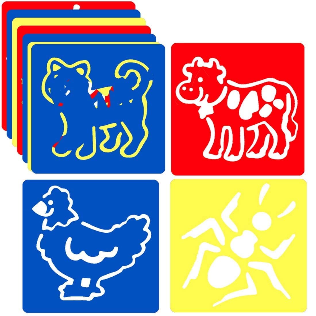 Animal Shape Stencils, 24 Pack Kids Painting Washable Stencil Set Plastic Stencils for DIY Arts and Crafts Drawing Material (5.5"x5.9")
