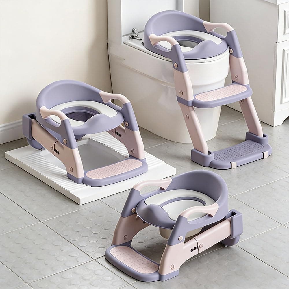 3 in 1 Baby Potty Seat, Toilet Potty Training Seat, Toddlers Potty Training Toilet Seat Boys Girls, Kids Potty Training Seat Step Stool Ladder, Potty Chair with Anti-Slip Pads