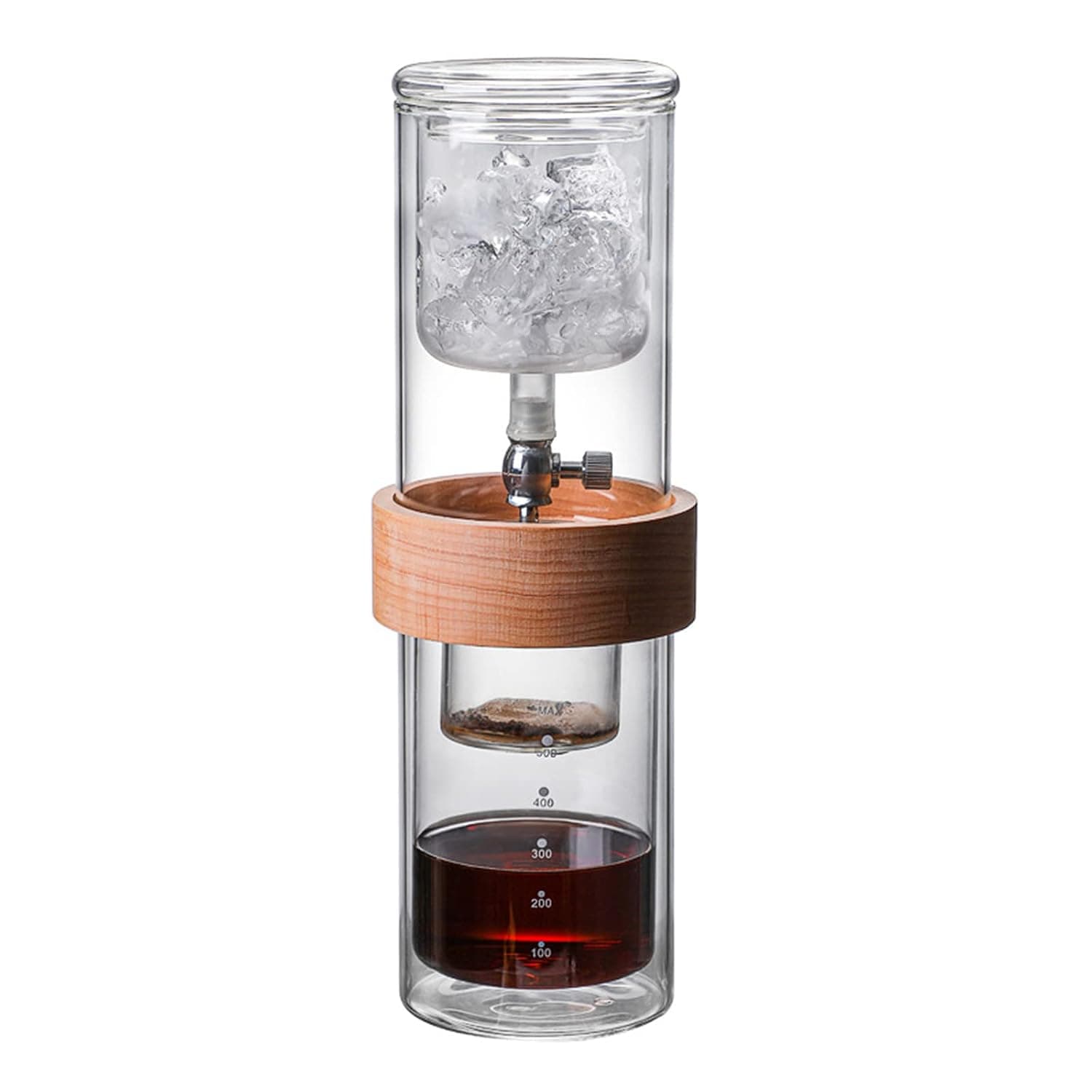 Ice Drip Coffee Maker, Cold Brew Coffee Machine, with Adjustable Rate Dripper, Stainless Steel Filter, Drip Type Cold Extraction Coffee Machine for Home, Office, 450ml