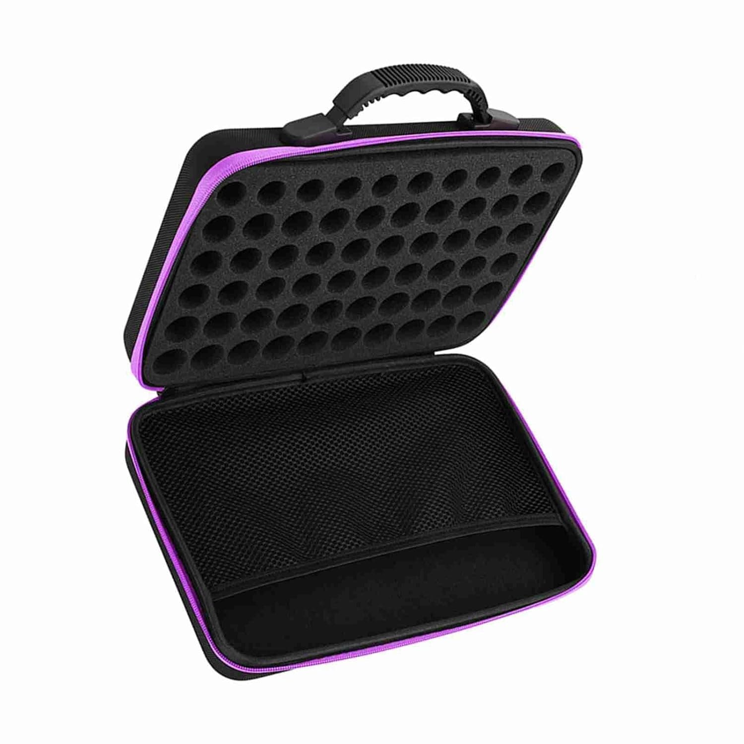 Generic Essential Oil Carrying Case Shockproof Organizer for 60 Bottles 5ml,15ml, Perfect for Traveling, EVA Leather, Black (Purple)
