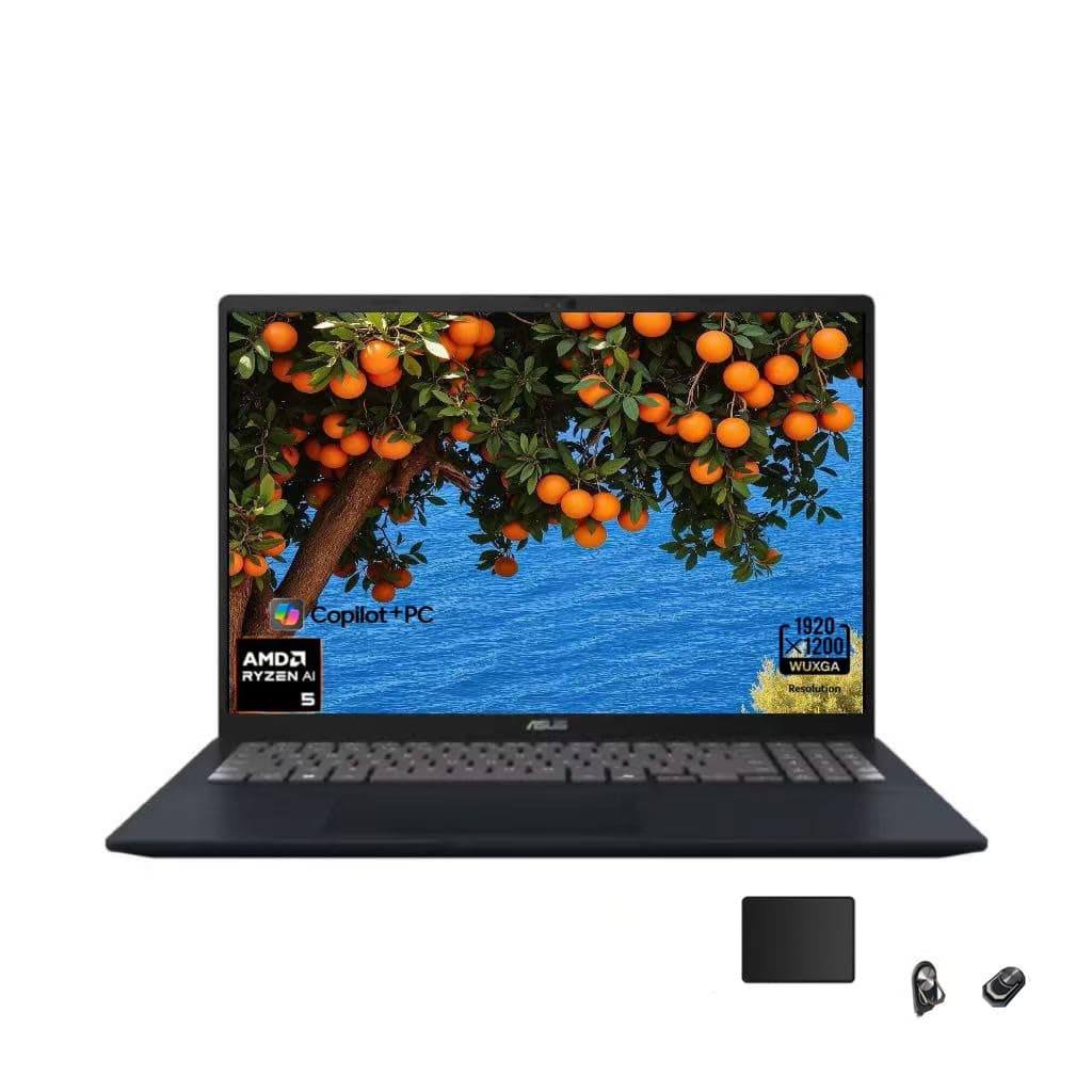 ASUS Vivobook 16 Laptop, 16" FHD IPS(1920x1200) LED Display, AMD Ryzen AI 5 330, Copilot+ PC, 16GB DDR5 RAM, 512GB SSD, HDMI, Quiet Blue, Windows 11 Home, TWE Accessories
