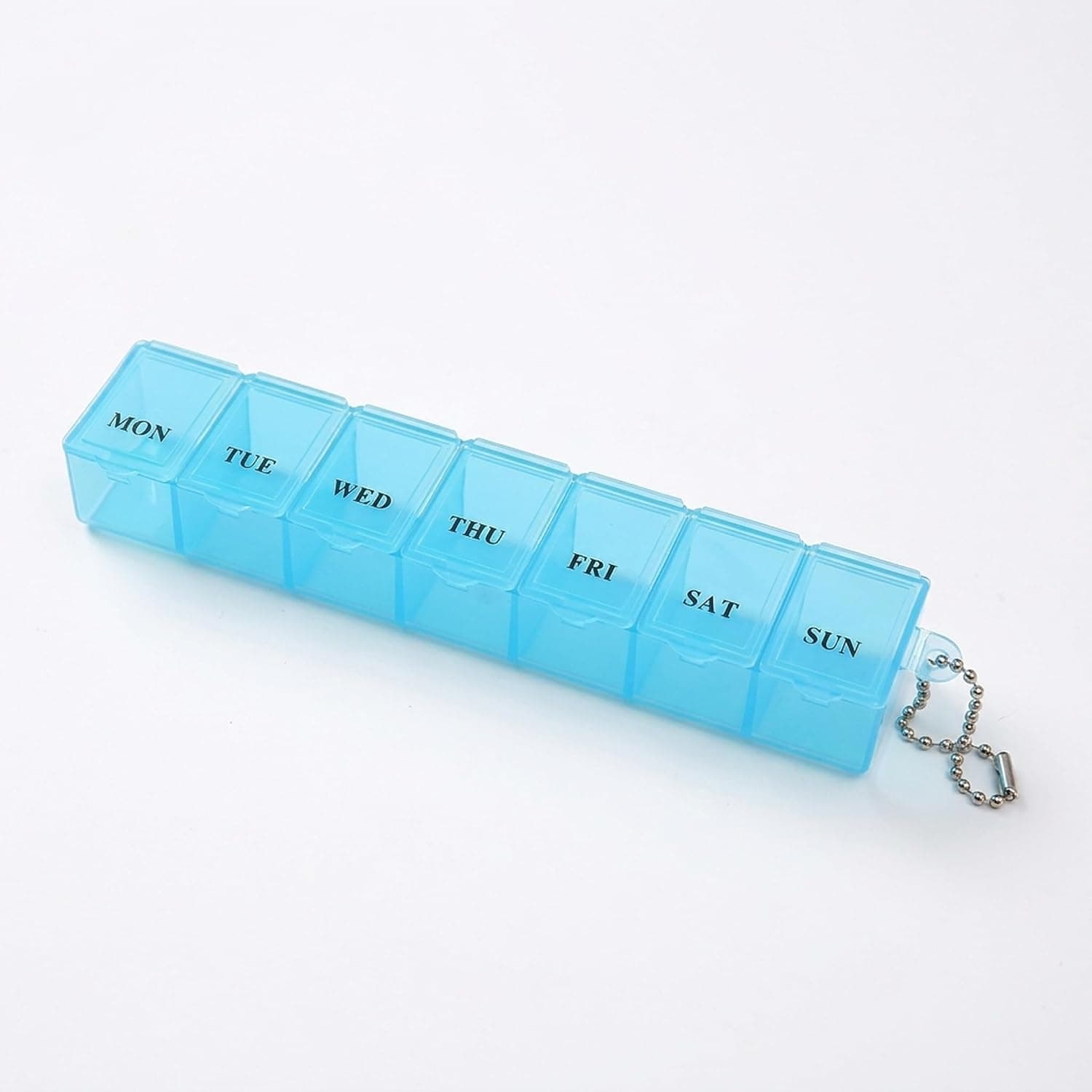Weekly Pill Organizer,Portable 7 Day Pillbox,Portable Medicine and Vitamin Planner Box with Compartments to Hold Vitamins, Cod Liver Oil, Supplements and Medication(Blue)