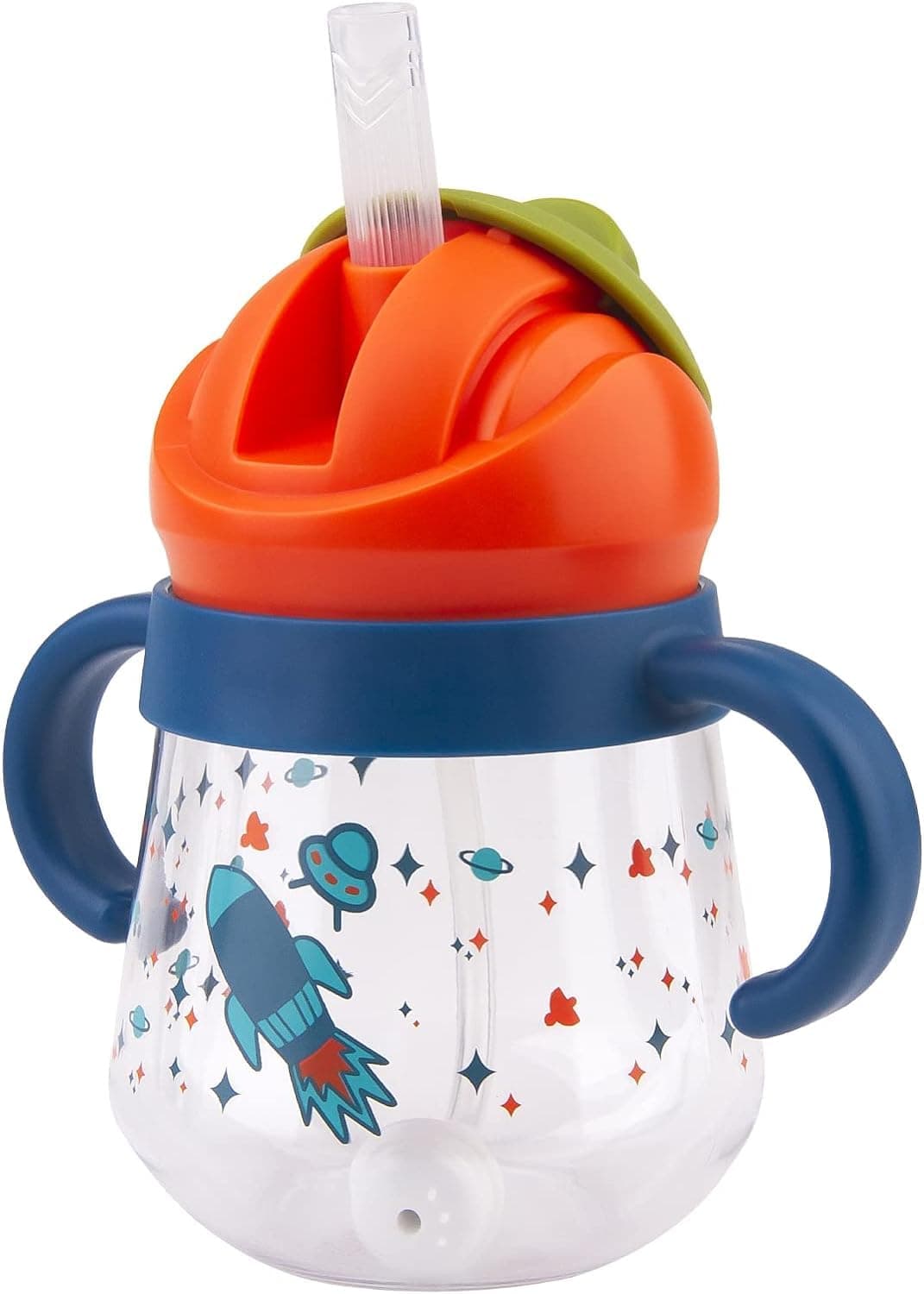 Sippy Cup for Baby, Sippy Cup for Baby 6-12 Months, Weighted Straw Non Spill Cup for Toddlers, Baby Straw Cup with Handles, Spill-Proof, Leak-Proof Soft Spout Cup 260ml, BPA Free (Blue)