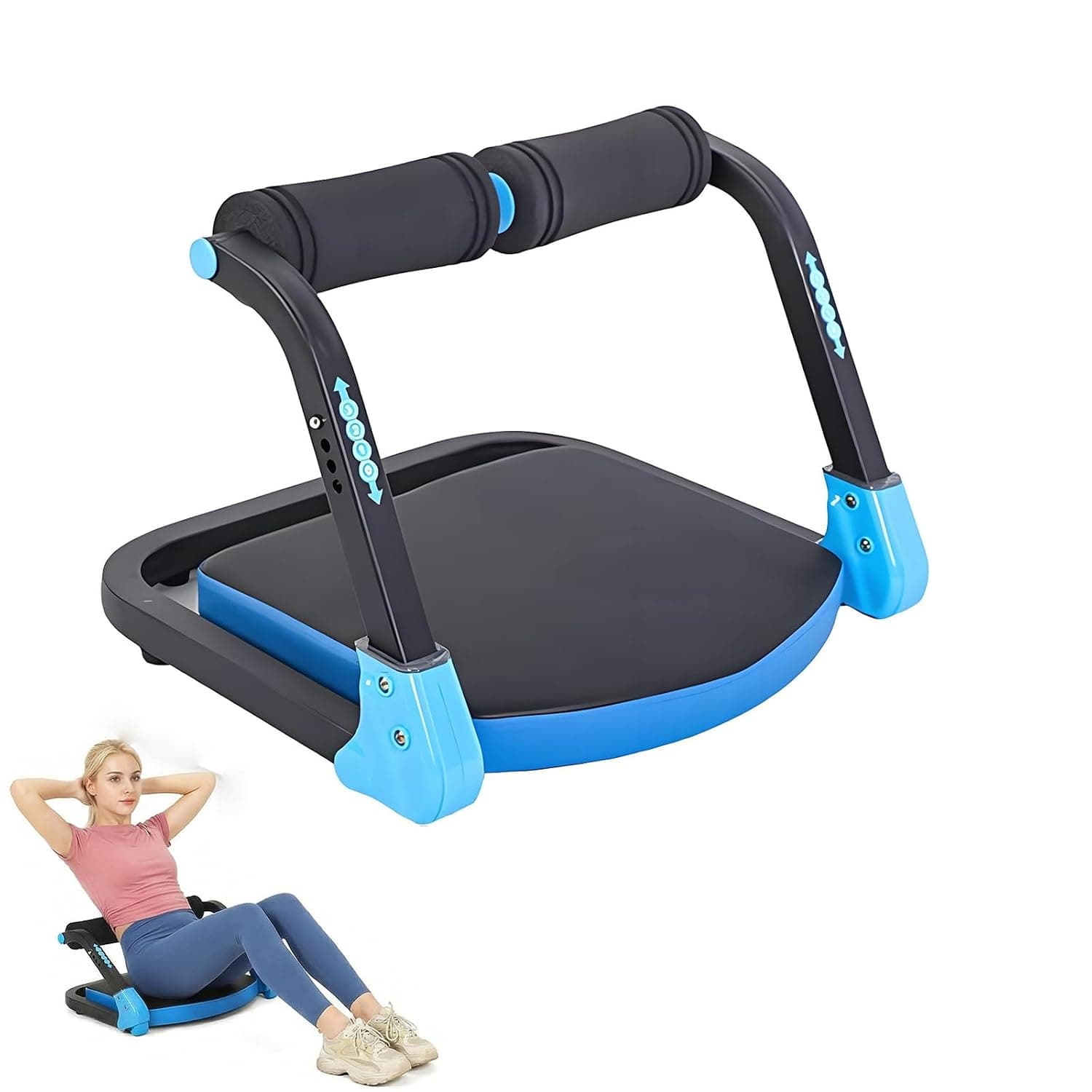 Ab Machine Sit Up Exercise Equipment with 3-level Adjustment Mini Multi-functional Silent Abdominal Fitness Device, Widened Buffer Base, Non-slip Grip, Automatic Spring Back for Home/Office