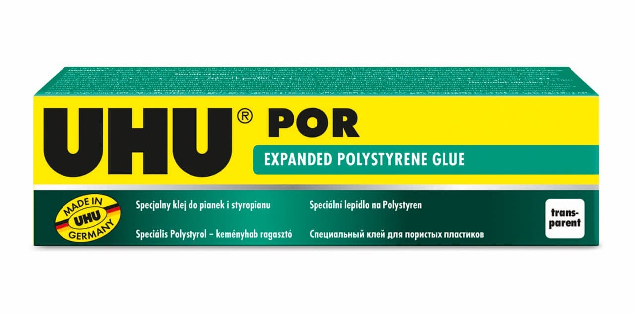 UHU POR Styrofoam 50 ml Expanded Polystyrene Glue, Yellow/Green