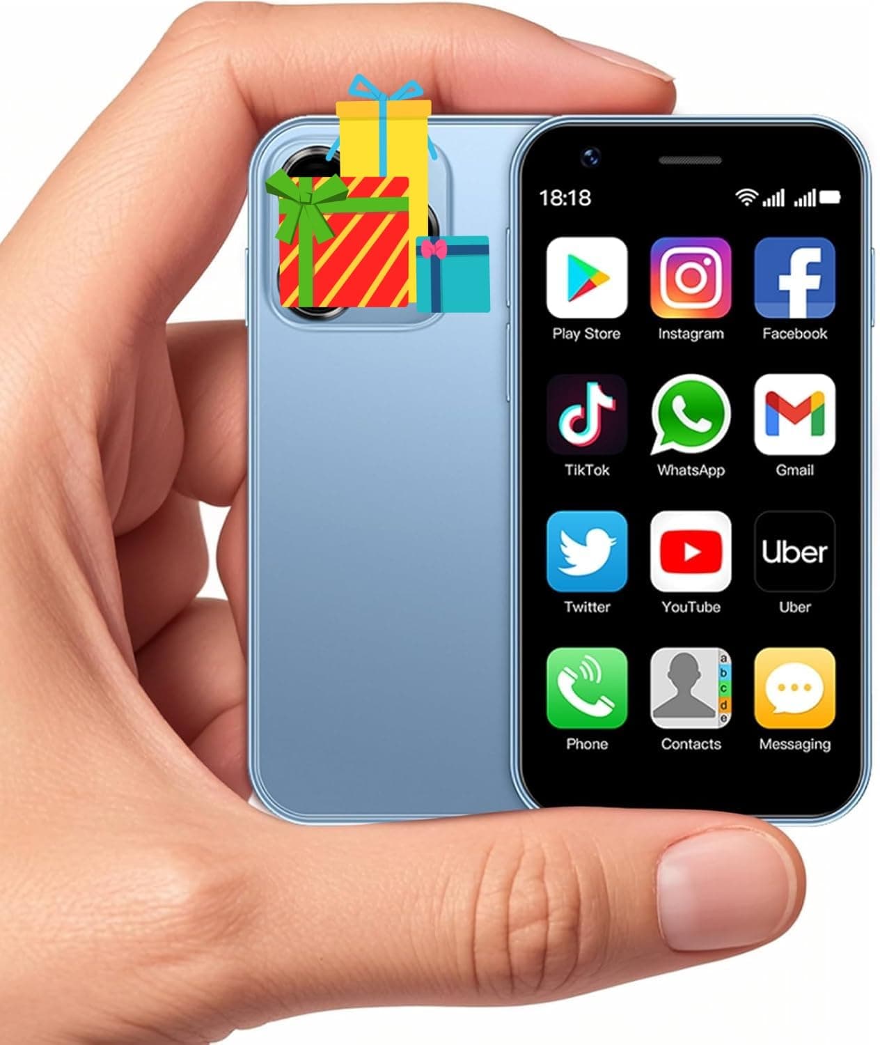 Mini Smartphone XS15,3G 3.0 Inch HD 2GB+16GB Android 8.1 1000mAh Dual Sim Quad Core Mini Phone Child Gift Small Phone Student Pocket Cellphone(Azure Blue)
