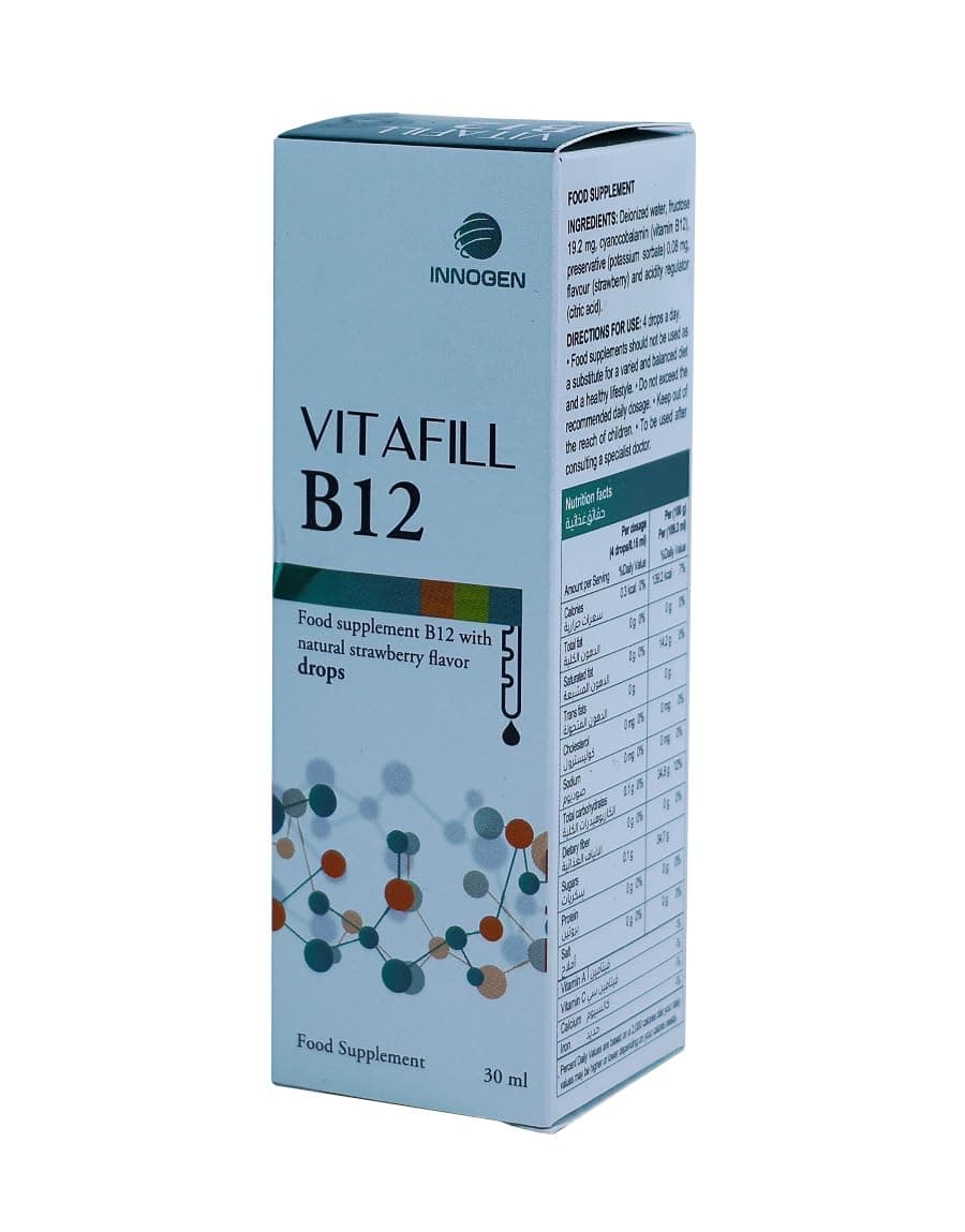 Vitafil B12 Liquid – Vitamin B12 to Support Energy Production and Reduce Fatigue | Support Normal Nervous System Function | Supplement | 30ml