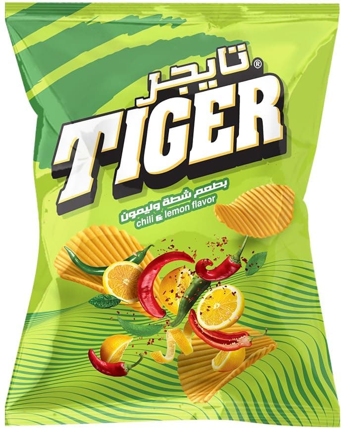 Tiger Super Jumbo Chili & Lemon Flavor Potato Chips – Bold Spicy Tangy Snack – Family Size Sharing – 150g Bag