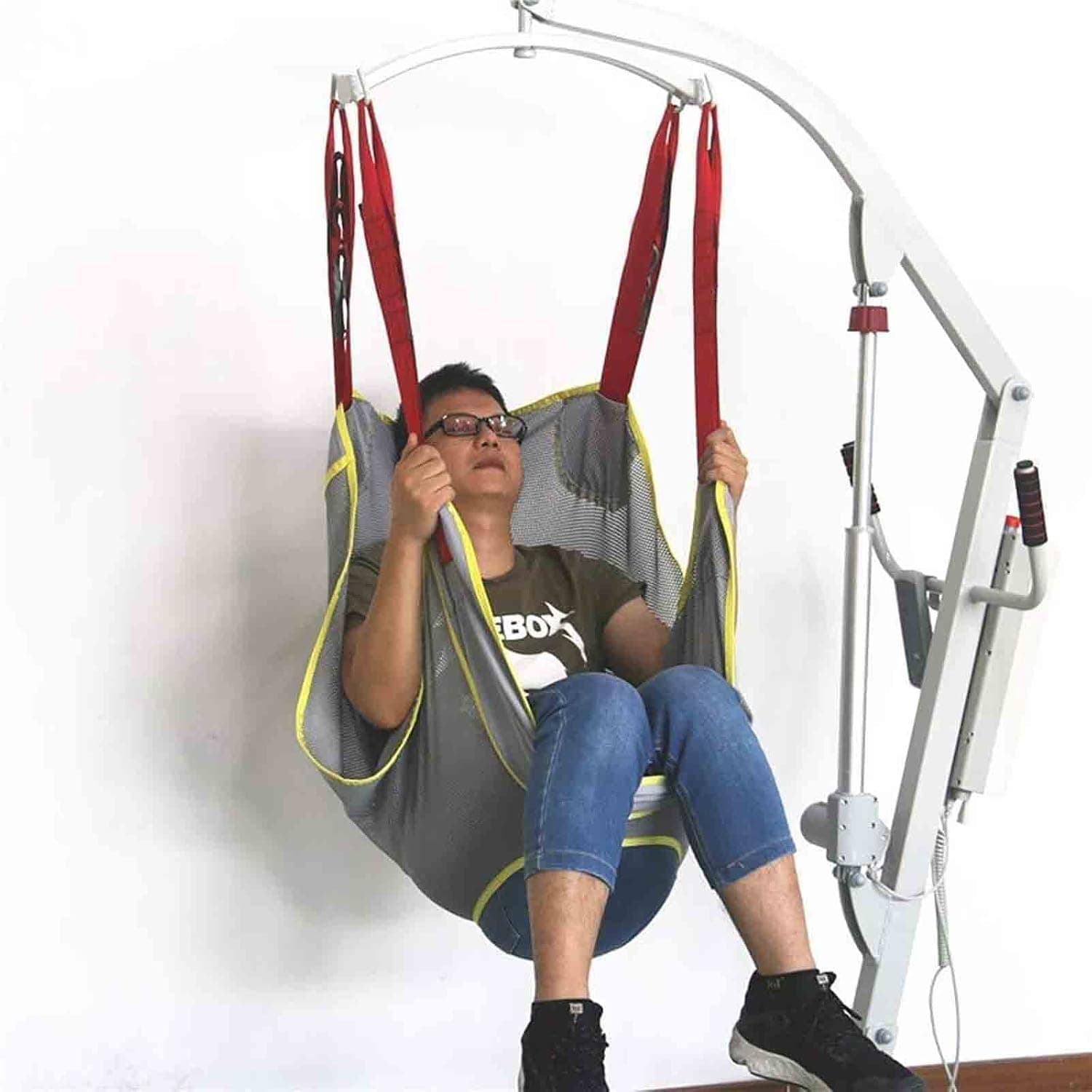 Toileting Hoist Sling, Patient Lift Walking Slings,Medical Standing Aid Strap,Divided Leg Full Body Leg Trainers Exercise Support Reusable and Washable (Size : M)