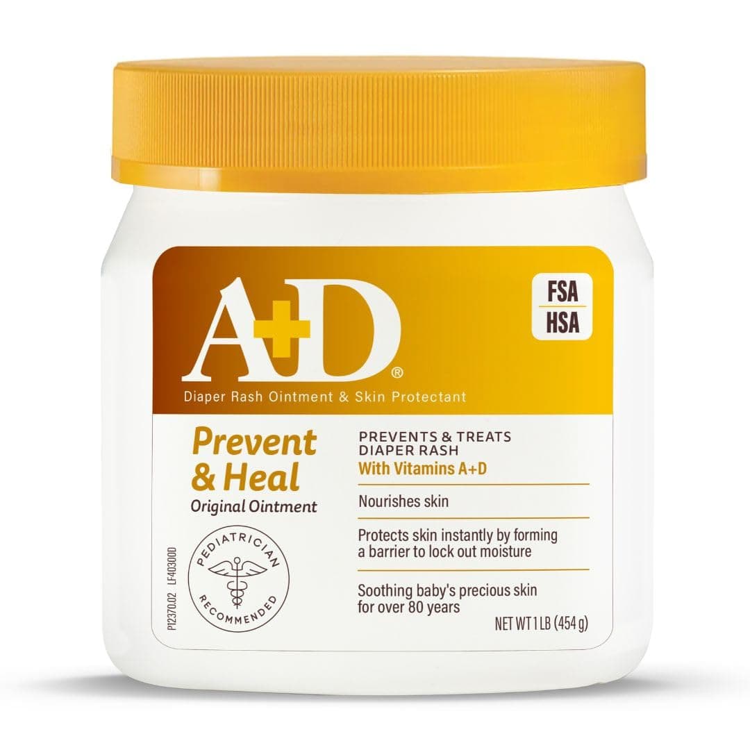 A+D Original Diaper Rash Ointment, Skin Protectant With Lanolin and Petrolatum, (Packaging May Vary) Cream 16 Ounce (Pack of 1)