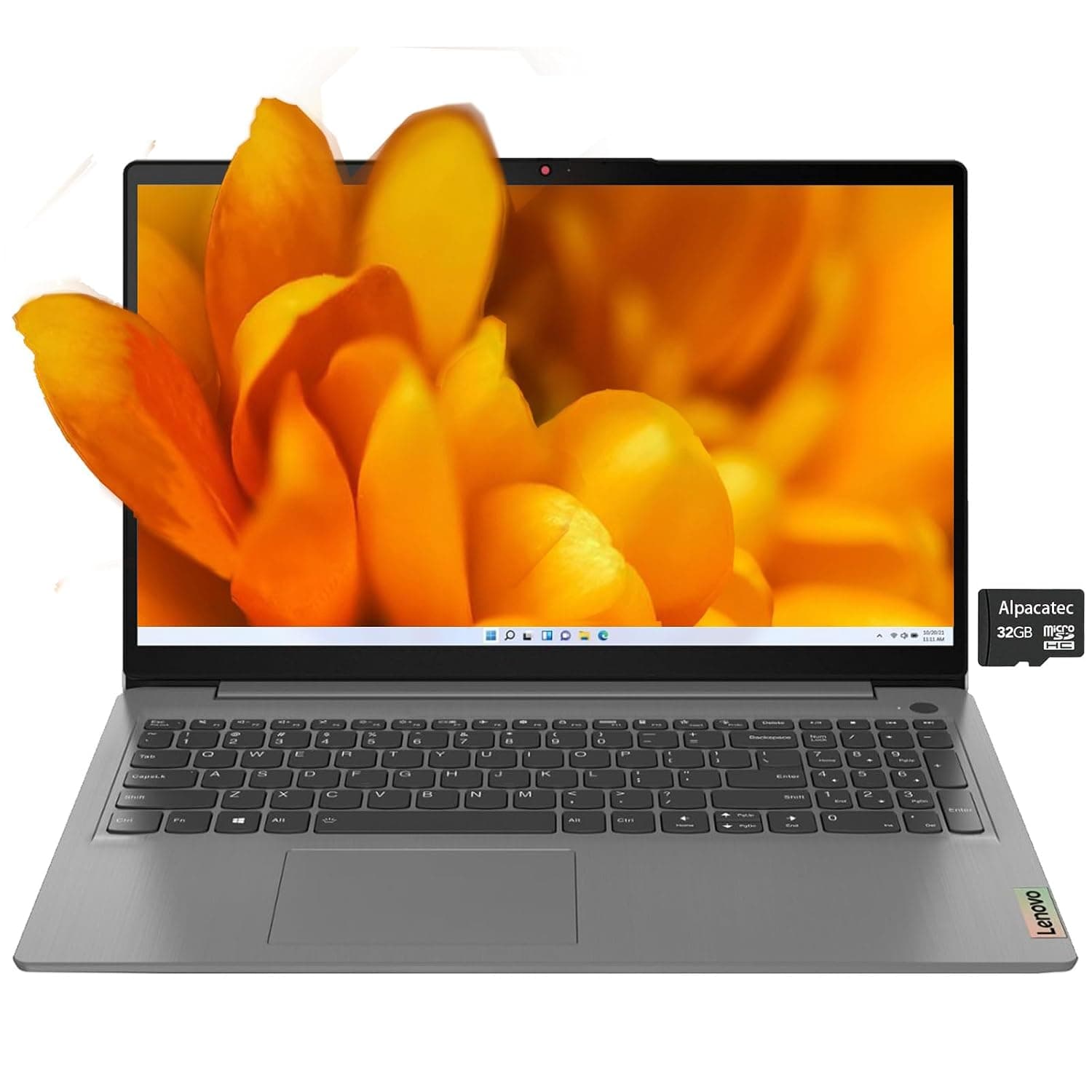 Lenovo ideapad 3i Laptop, 15.6" Full HD 1920x1080 IPS Touchscreen Laptop, Intel Core i3-1115G4, 8GB RAM, 256GB PCIe NVMe SSD, Windows 11 Home, HDMI, Webcam, Arctic Grey, Alpacatec 32GB Card