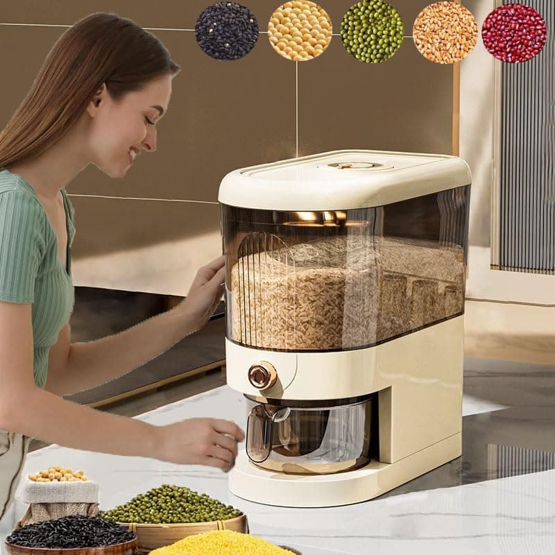 Grain Storage Bucket, Airtight Rice Container with Pop Up Lid & Free Measuring Cup, Moisture, Insect-proof Food Storage Container Bin for Kitchen Pantry Organizer Grains Sugar Pasta Dispenser (5Kg-2)
