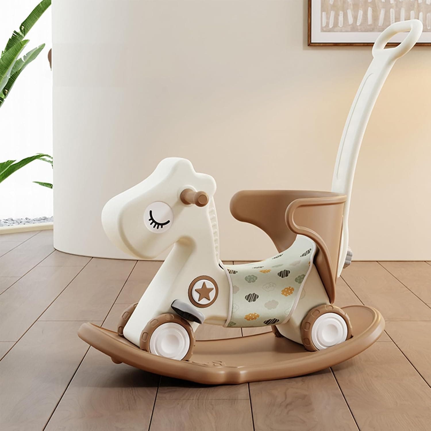 4 in 1 Kids Rocking Horse Ride, Rocking Horses & Animals, On Toys for Toddlers, Baby Push Bike Rocking Chair with Balance Board, Gift for Kids