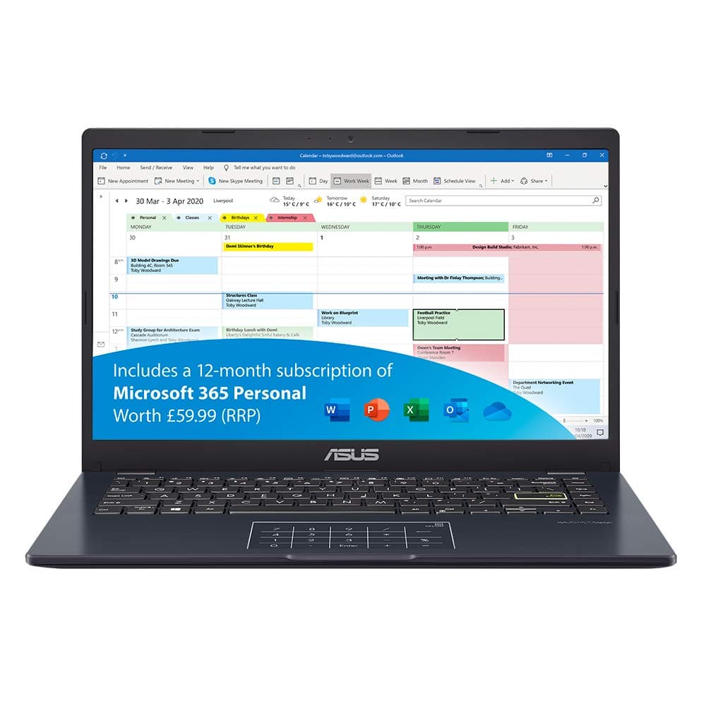 ASUS Vivobook L410MA Full HD 14 Inch Laptop (Intel Pentium N5030, 4GB RAM, 64GB eMMC, Windows 10) Includes 1 Year Microsoft Office 365 Subscription