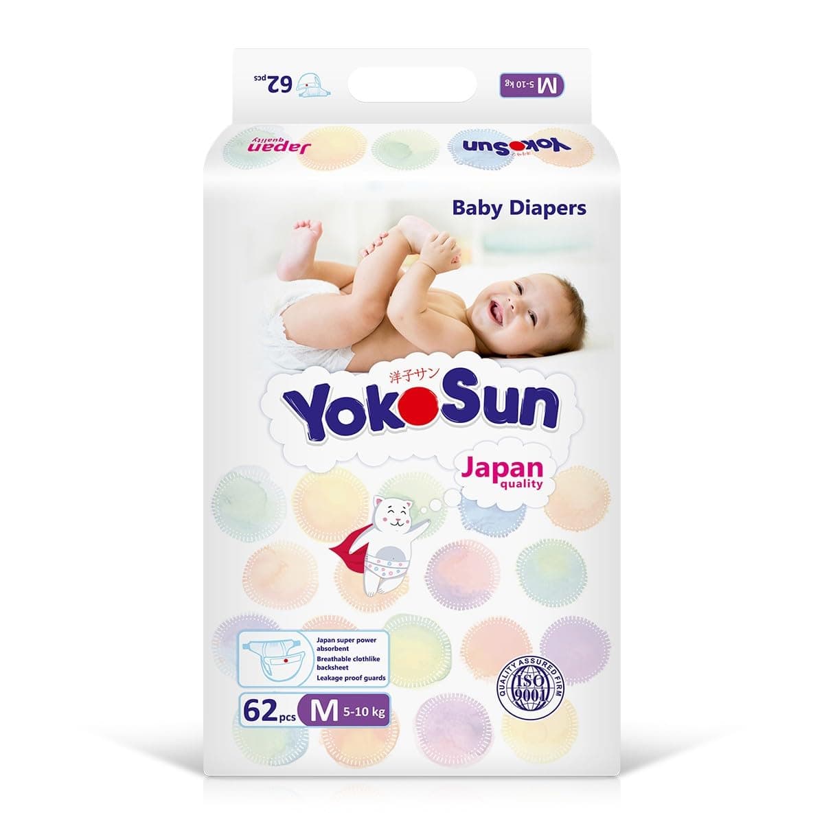Baby Diapers, Size 3 / M (5-10 kg), 62 pcs – Ultra-Soft, Hypoallergenic Nappies, Japanese Technology for Baby Skin Care, Leakproof with 12-Hour Dryness Protection