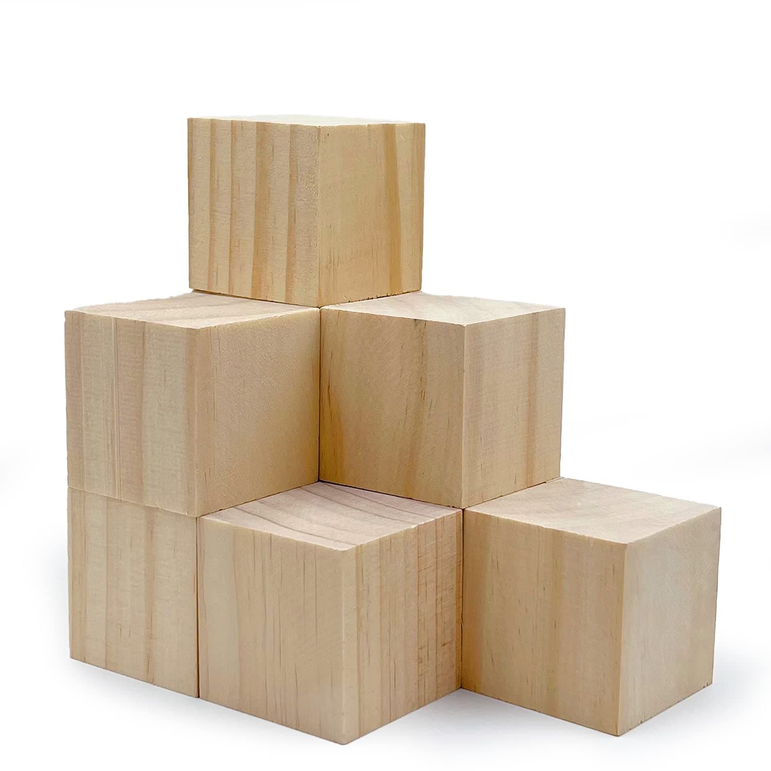 SIWUCHYE Wood Blocks for Crafts, Unfinished Wood Cubes, 2 Inch Natural Wooden Blocks, Pack of 8 Wood Square Blocks, Wooden Cubes for Arts and Crafts and DIY Projects