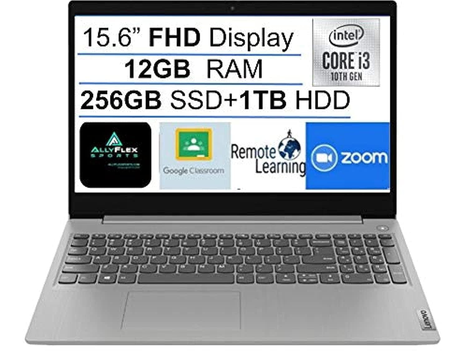 2021 Newest Lenovo 15 IdeaPad 3 15.6" FHD Laptop, Intel 10th Gen Core i3-1005G1 Up to 3.4GHz (Beats i5-7200u), 12GB DDR4 RAM, 256GB SSD+ 1TB HDD, Webcam, WiFi 5, HDMI, Windows 10 S + AllyFlex Mousepad