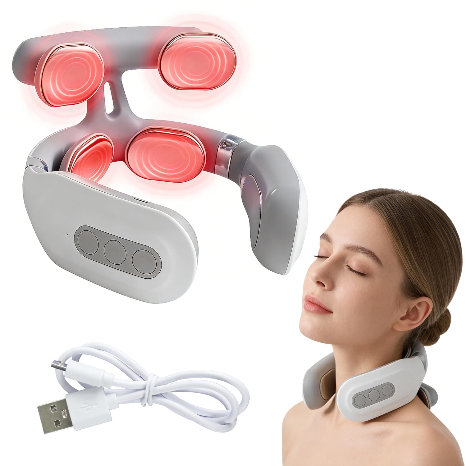 Vitality Magic Pro 2.0 Neck Massager, Upgraded 4-Head Intelligent Electric Neck Massager, Neck Massagers for Muscles with 6 Vibration Modes & 16 Intensity Levels, Promotes Muscle Relaxation