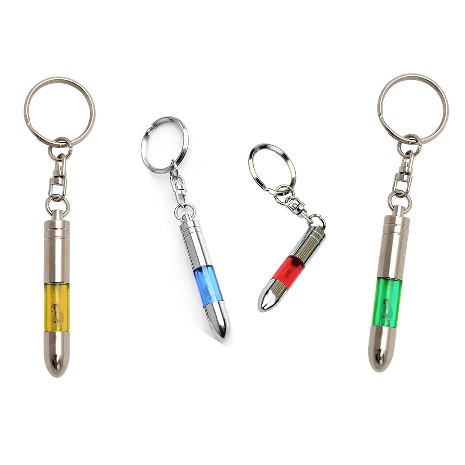 Tazweeq 4 Pcs Car Static and Human Body Static Eliminator Discharger, Car Static Eliminator, Anti-static Keychain for Human Body, Silver Tone High Voltage Anti-Static Keychain ESD Tool Sets