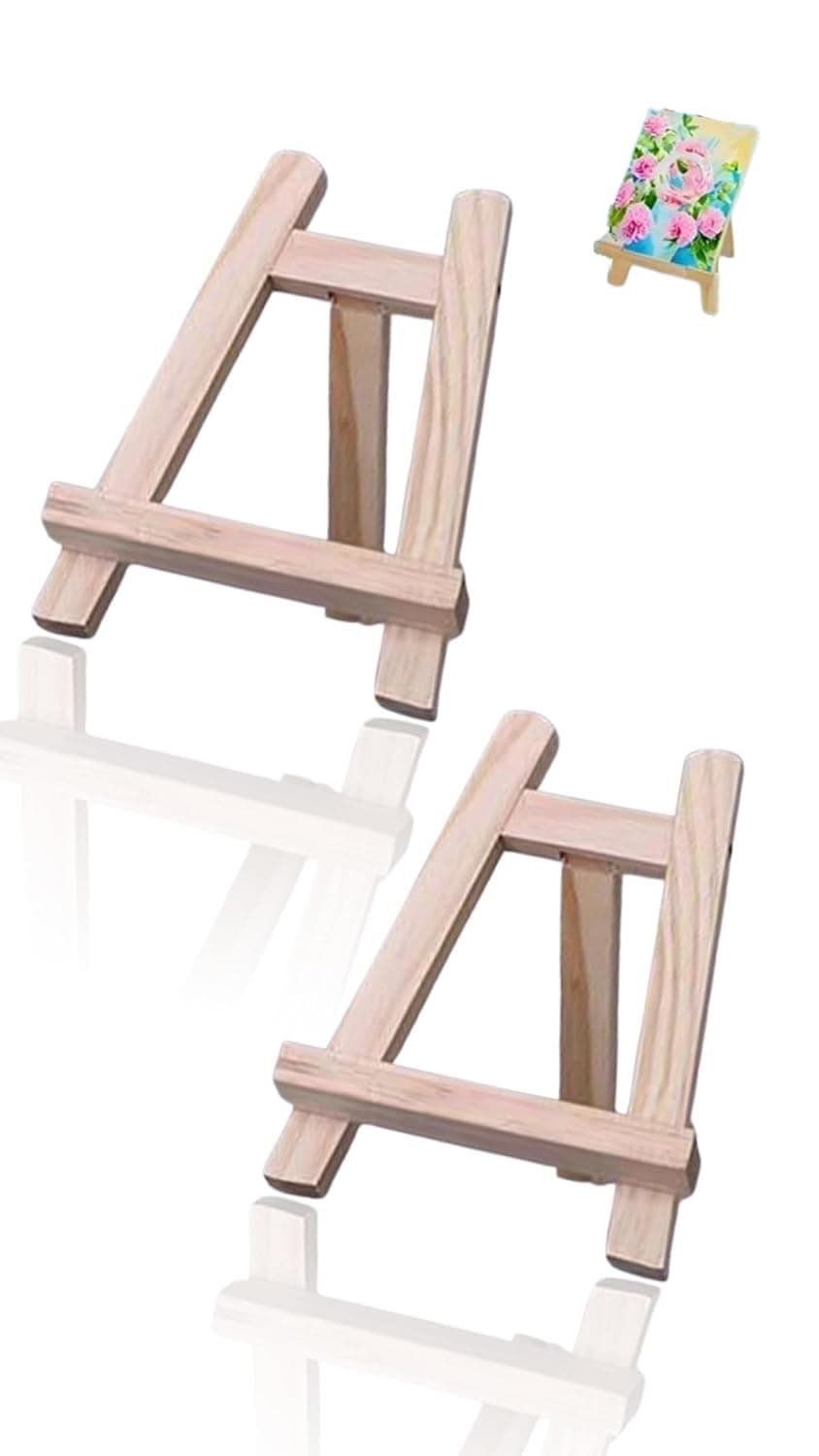 Wooden Easel Stand - Triangle Tabletop Display for Art, Photos, Cards, Drawings - for Weddings, Business, Kids' Crafts - 20 x 15 cm A-Frame Holder (2 Pcs)